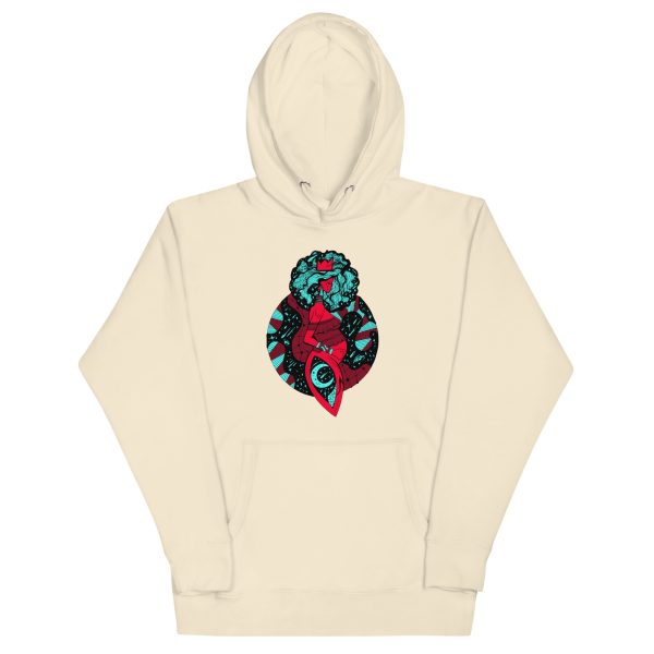 Turquoise Red Birth of Sahelle | Art gift for Mom Hoodie