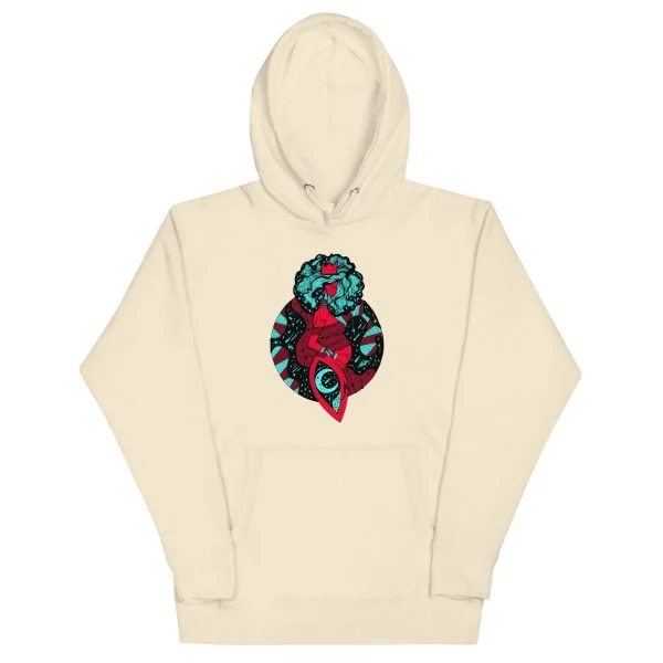 Turquoise Red Birth of Sahelle | Art gift for Mom Hoodie
