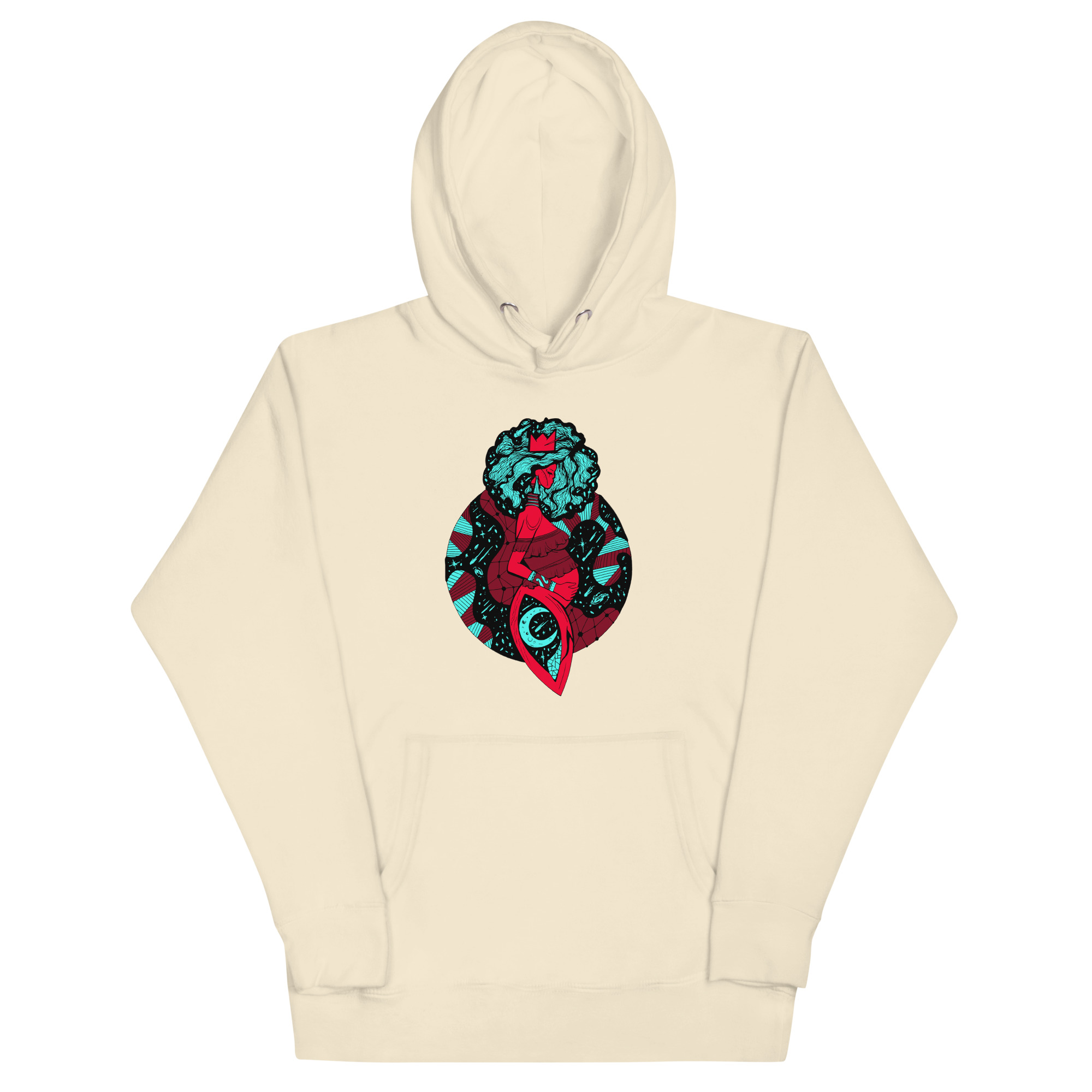 Turquoise Red Birth of Sahelle | Art gift for Mom Hoodie