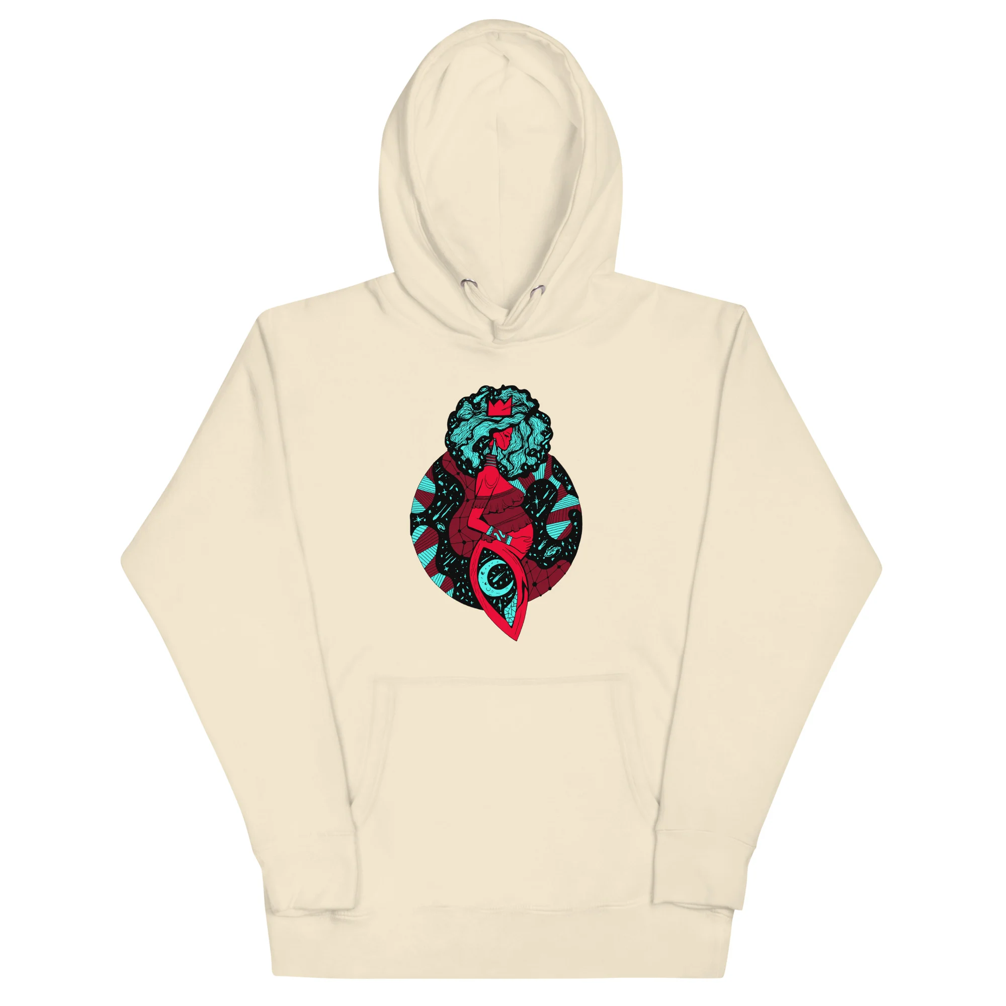 Turquoise Red Birth of Sahelle | Art gift for Mom Hoodie