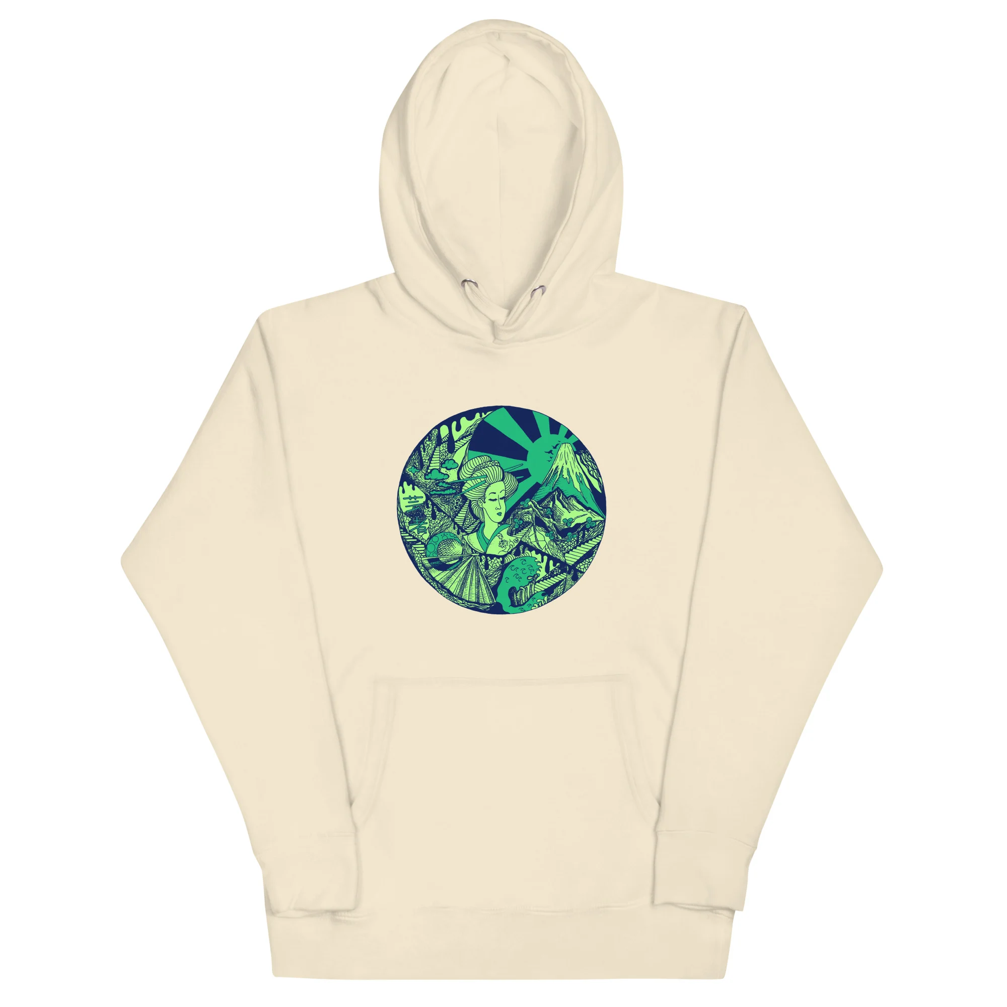 Green Dreaming of Japan - Japanese Circle Hoodie