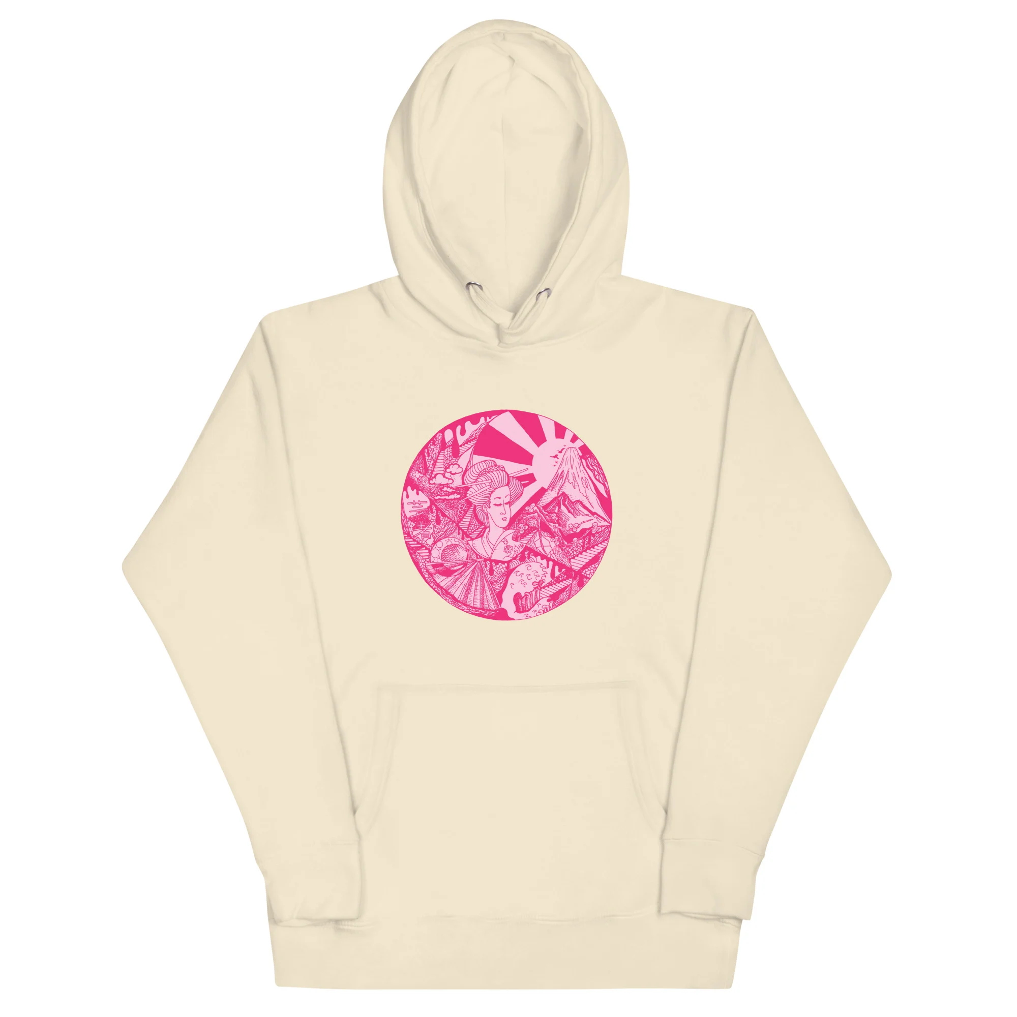 Pink Dreaming of Japan - Japanese Circle Hoodie