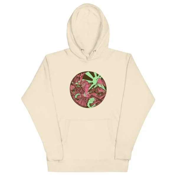 Pink and Green Dreaming of Japan - Japanese Circle Hoodie