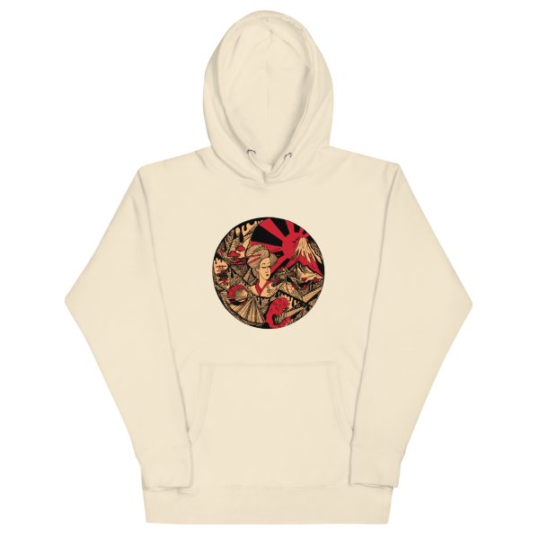 Cream and Red Dreaming of Japan - Japanese Circle Hoodie