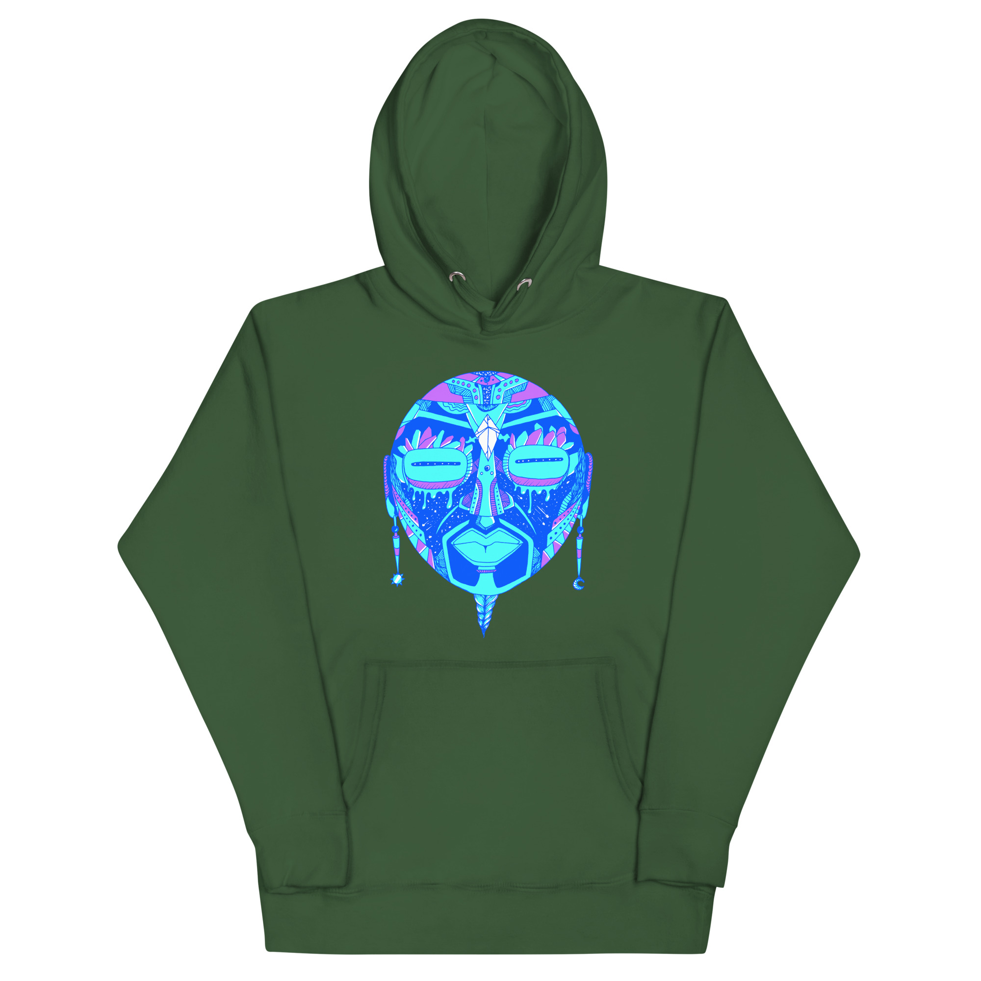Blue African Mask No. 2 - African Hoodie - Image 8