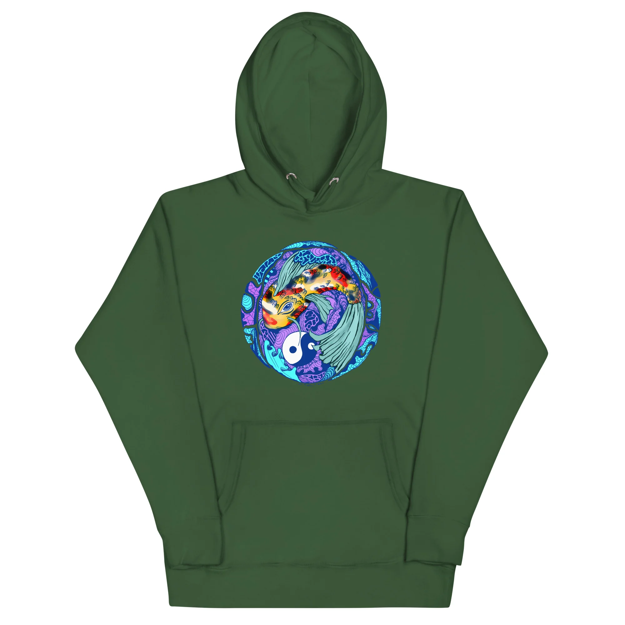 Blue Koi of Balance - Koi Fish Hoodie - Image 8