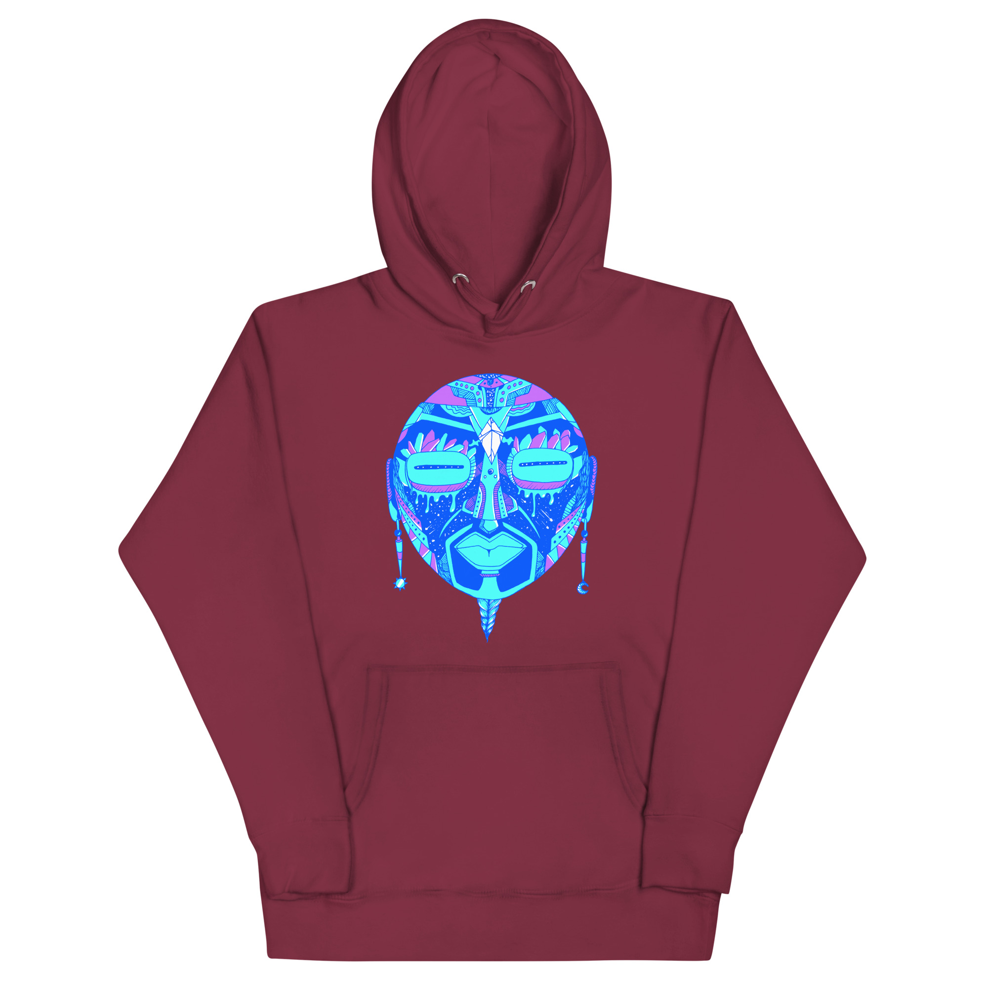 Blue African Mask No. 2 - African Hoodie - Image 5
