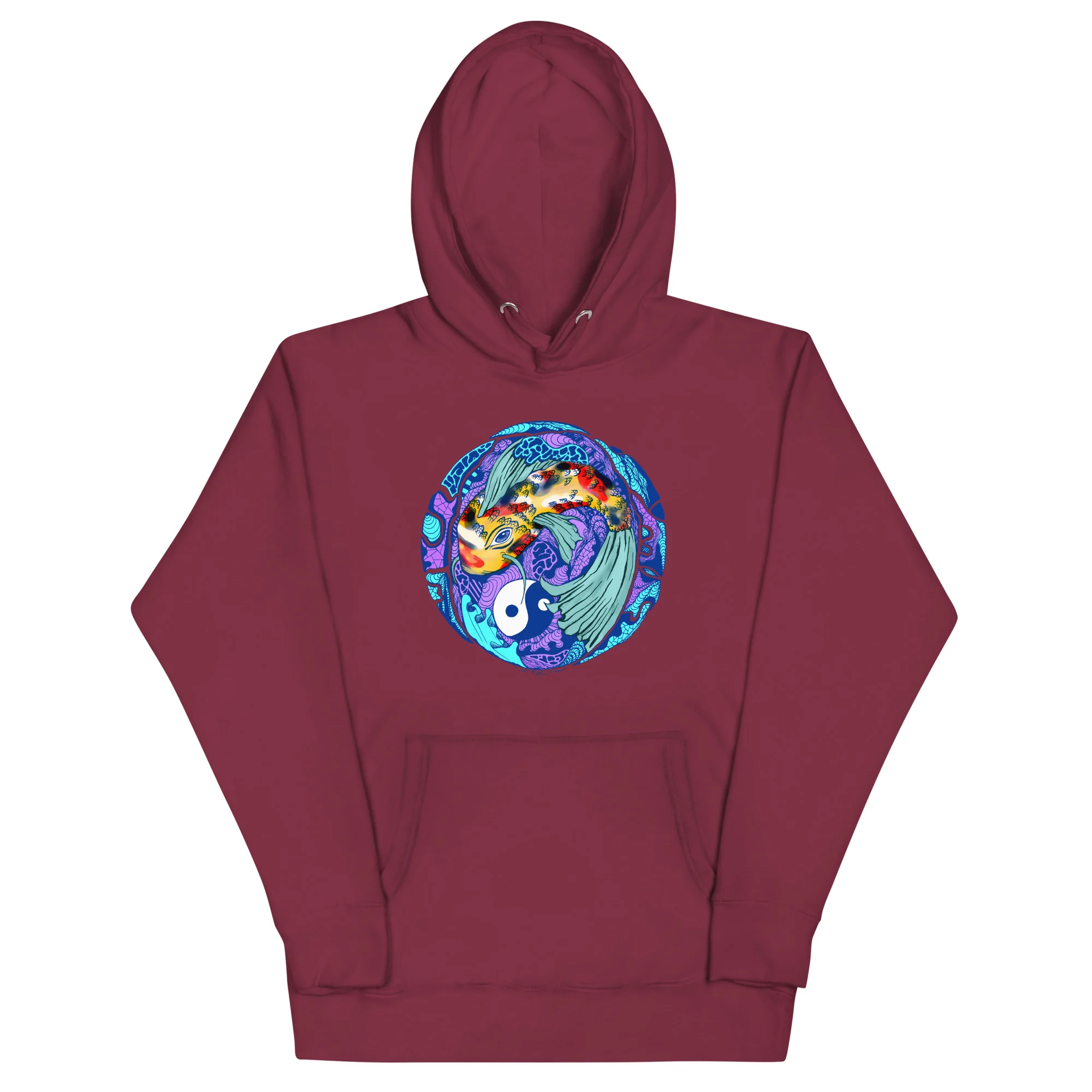 Blue Koi of Balance - Koi Fish Hoodie - Image 5