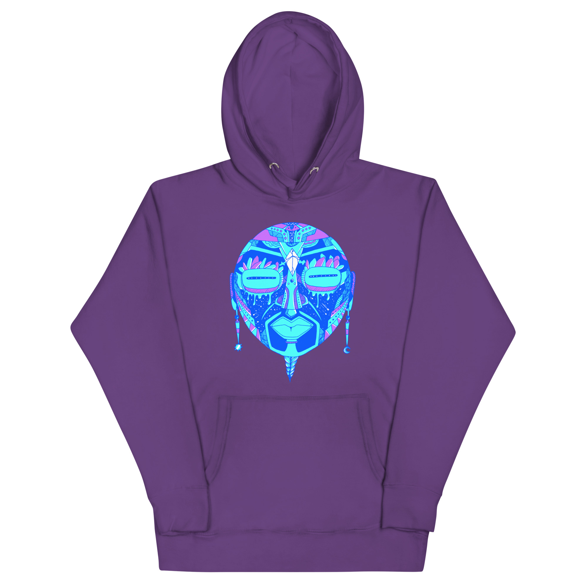 Blue African Mask No. 2 - African Hoodie - Image 7