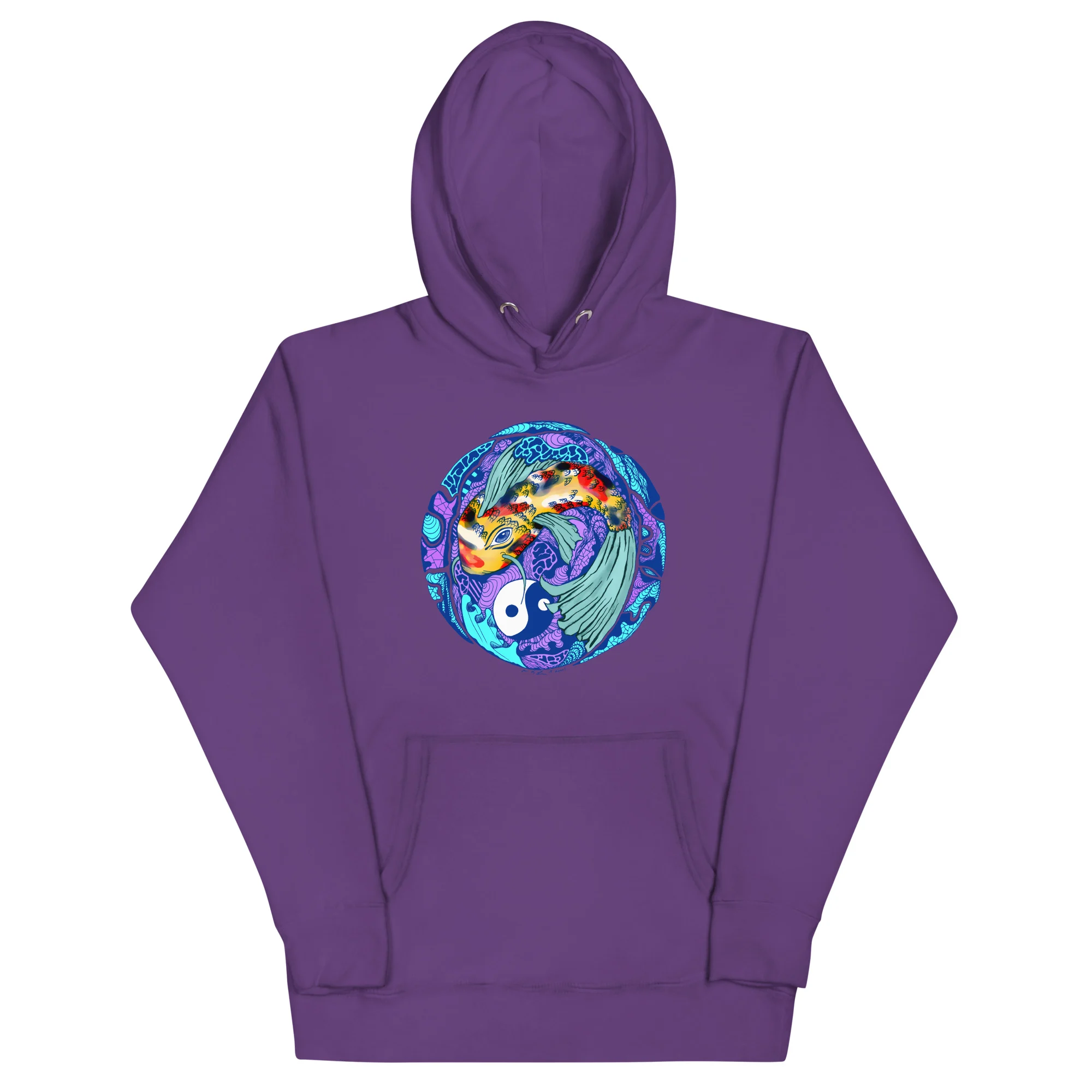 Blue Koi of Balance - Koi Fish Hoodie - Image 7