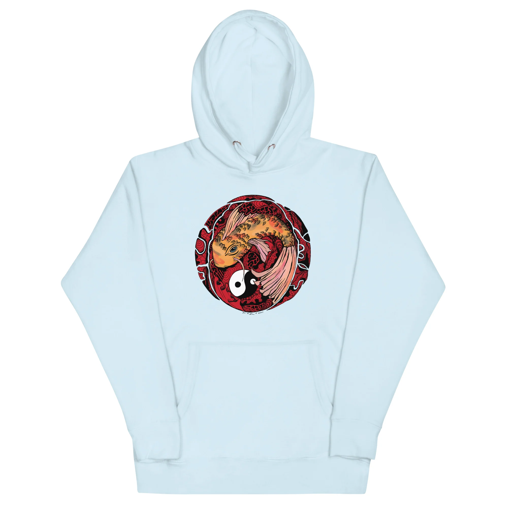 Cream and Red Koi of Balance - Koi Fish Hoodie - Image 6