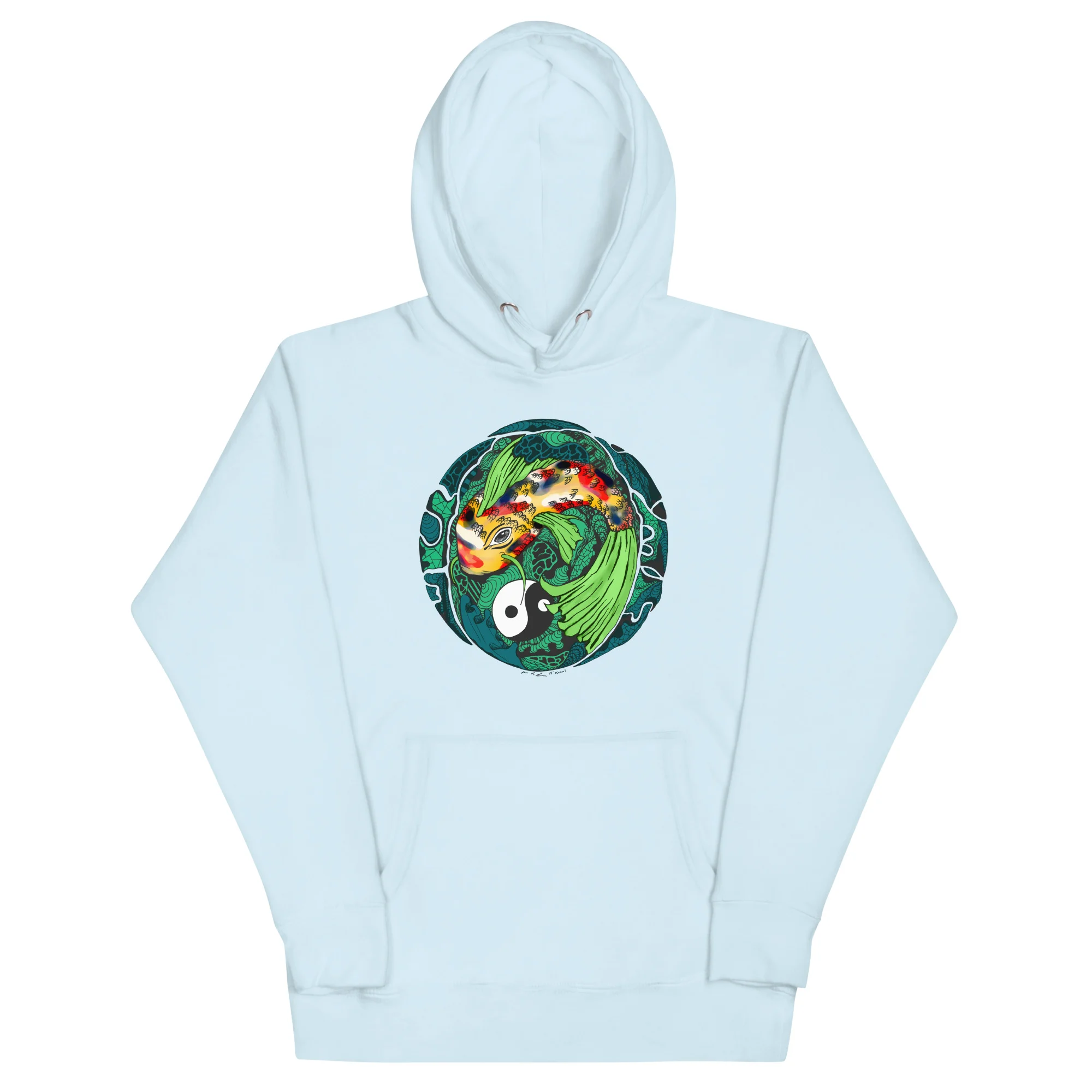 Green Koi of Balance - Koi Fish Hoodie - Image 6