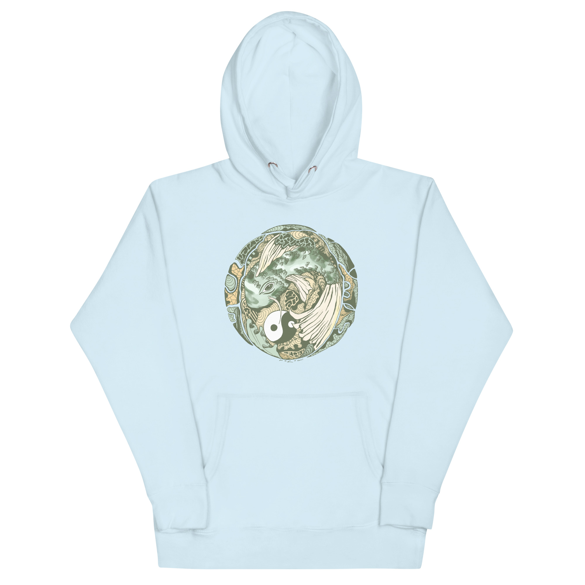 Sage Green Koi of Balance - Koi Fish Hoodie - Image 6