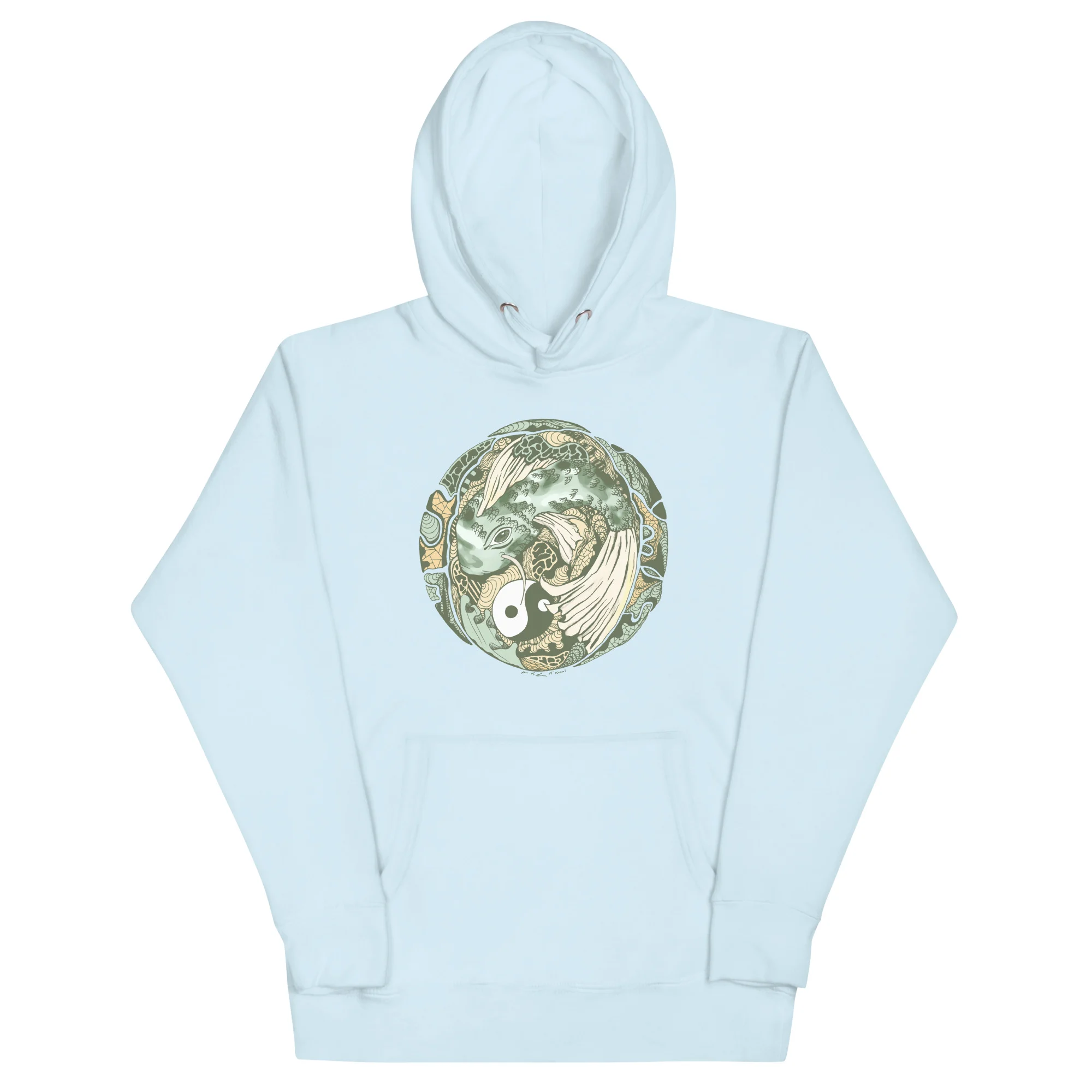 Sage Green Koi of Balance - Koi Fish Hoodie - Image 6