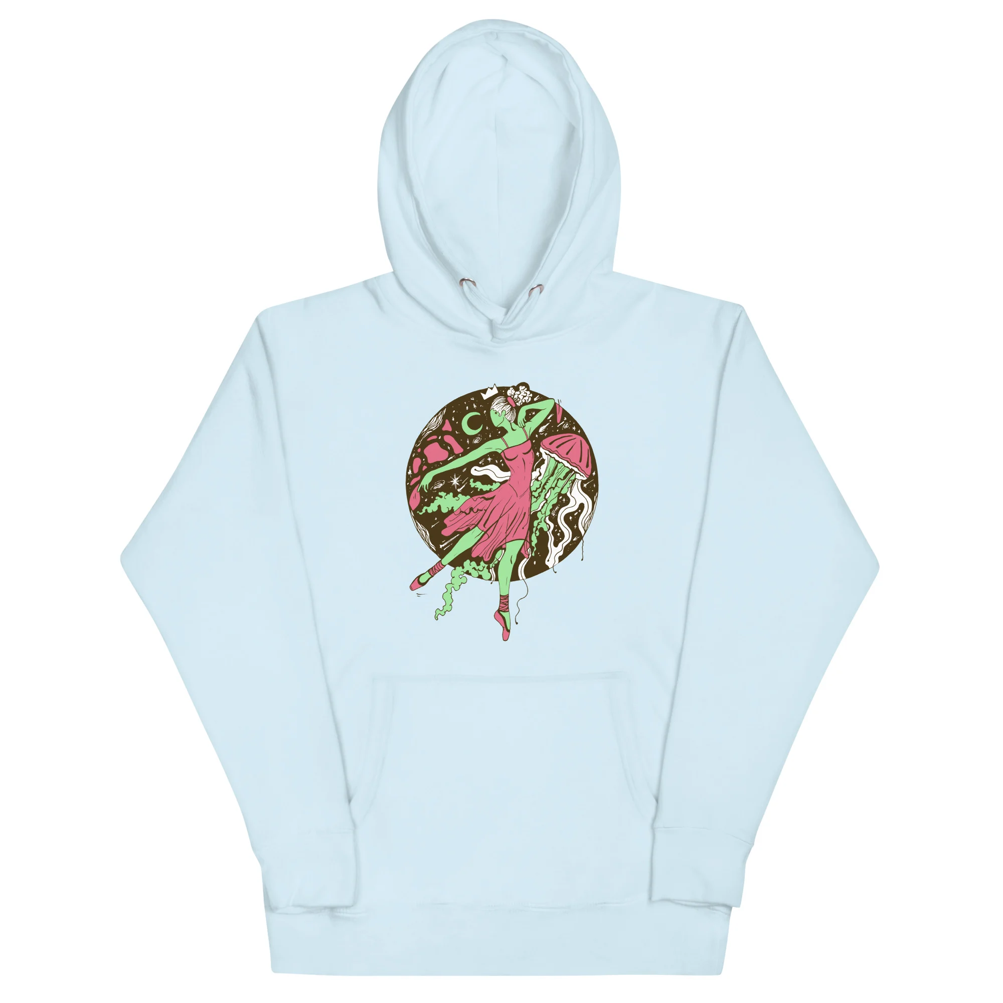 Pink and Green The Oceanic Dancer | Ballerina Drawing Hoodie - Image 6
