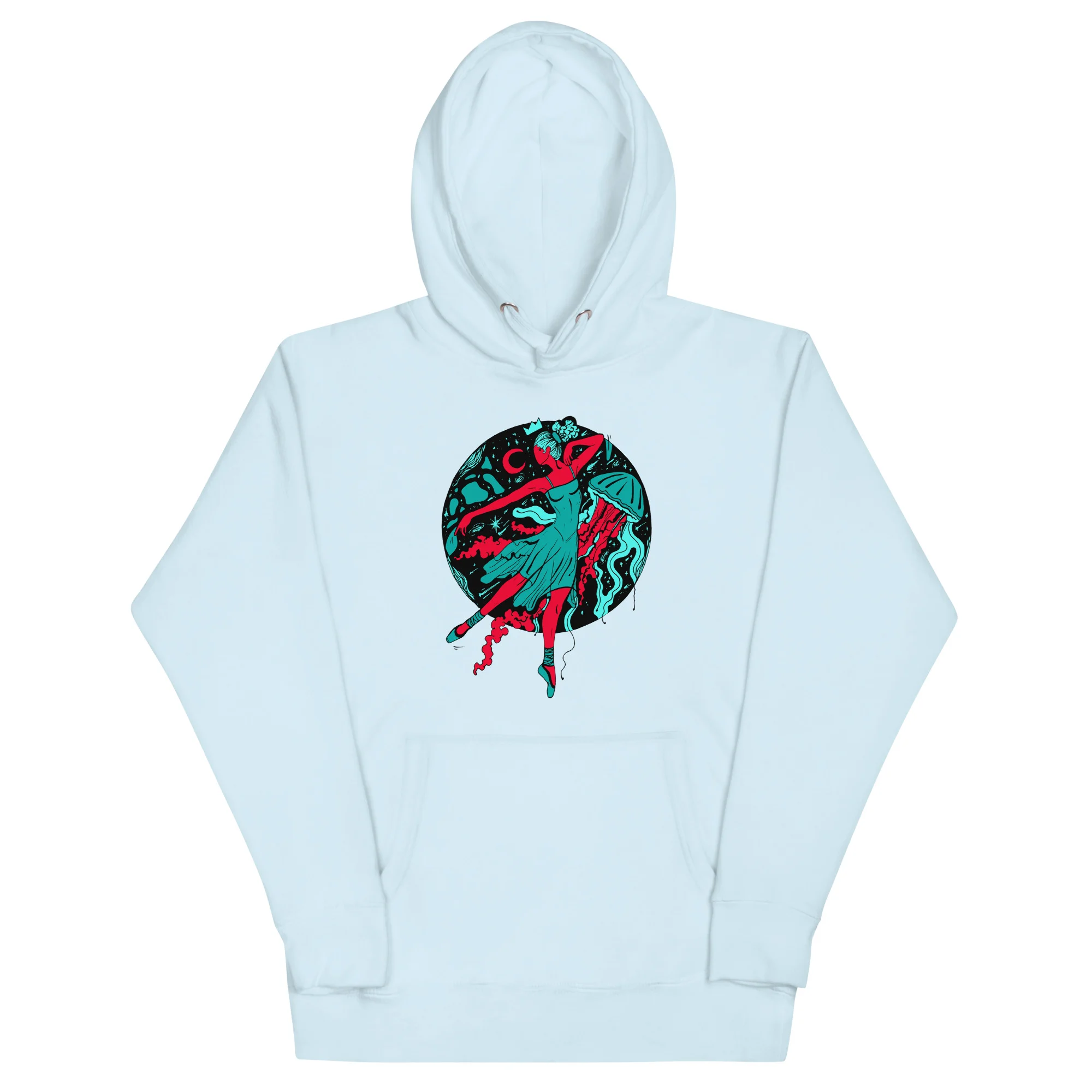 Turquoise Red The Oceanic Dancer | Ballerina Drawing Hoodie - Image 6