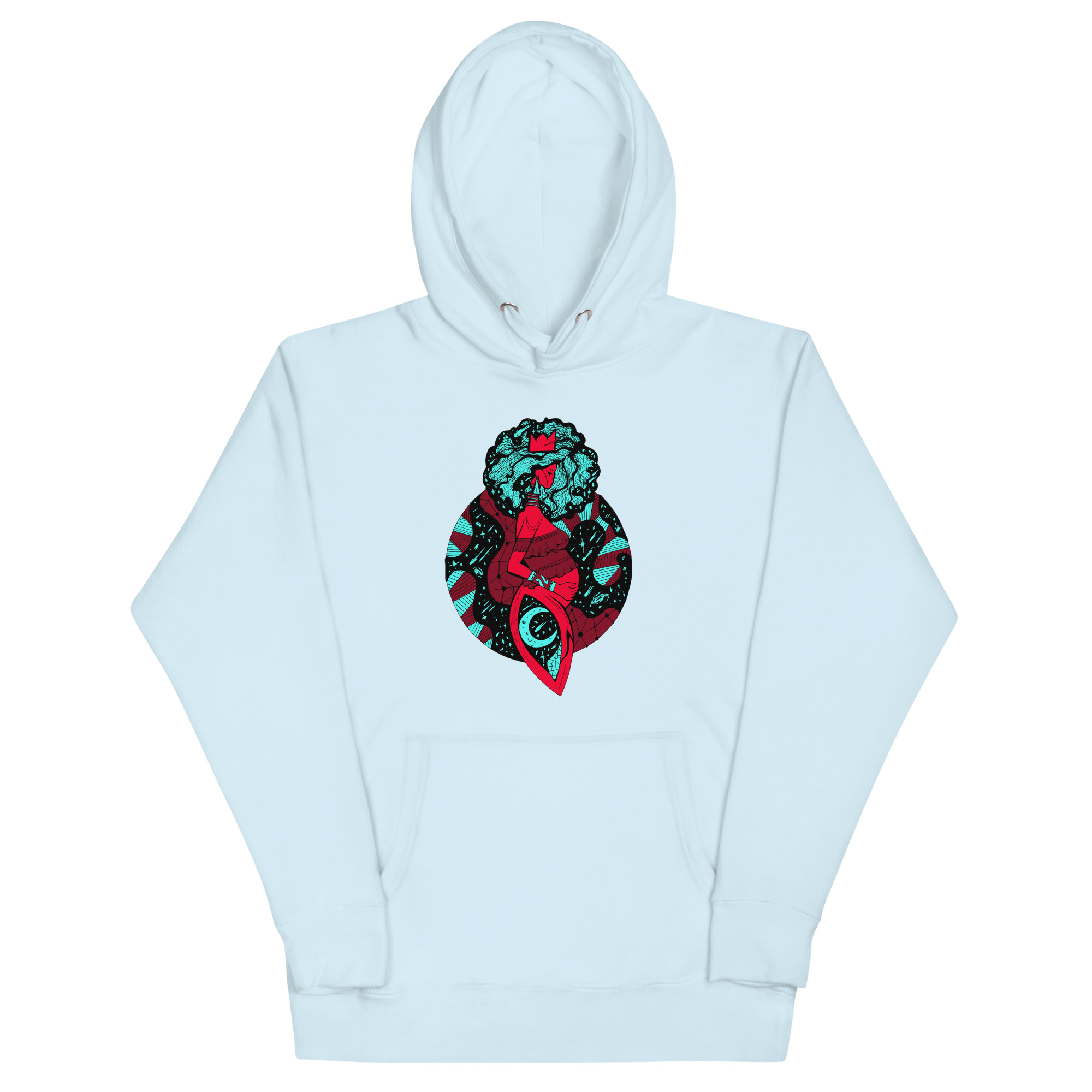Turquoise Red Birth of Sahelle | Art gift for Mom Hoodie - Image 6