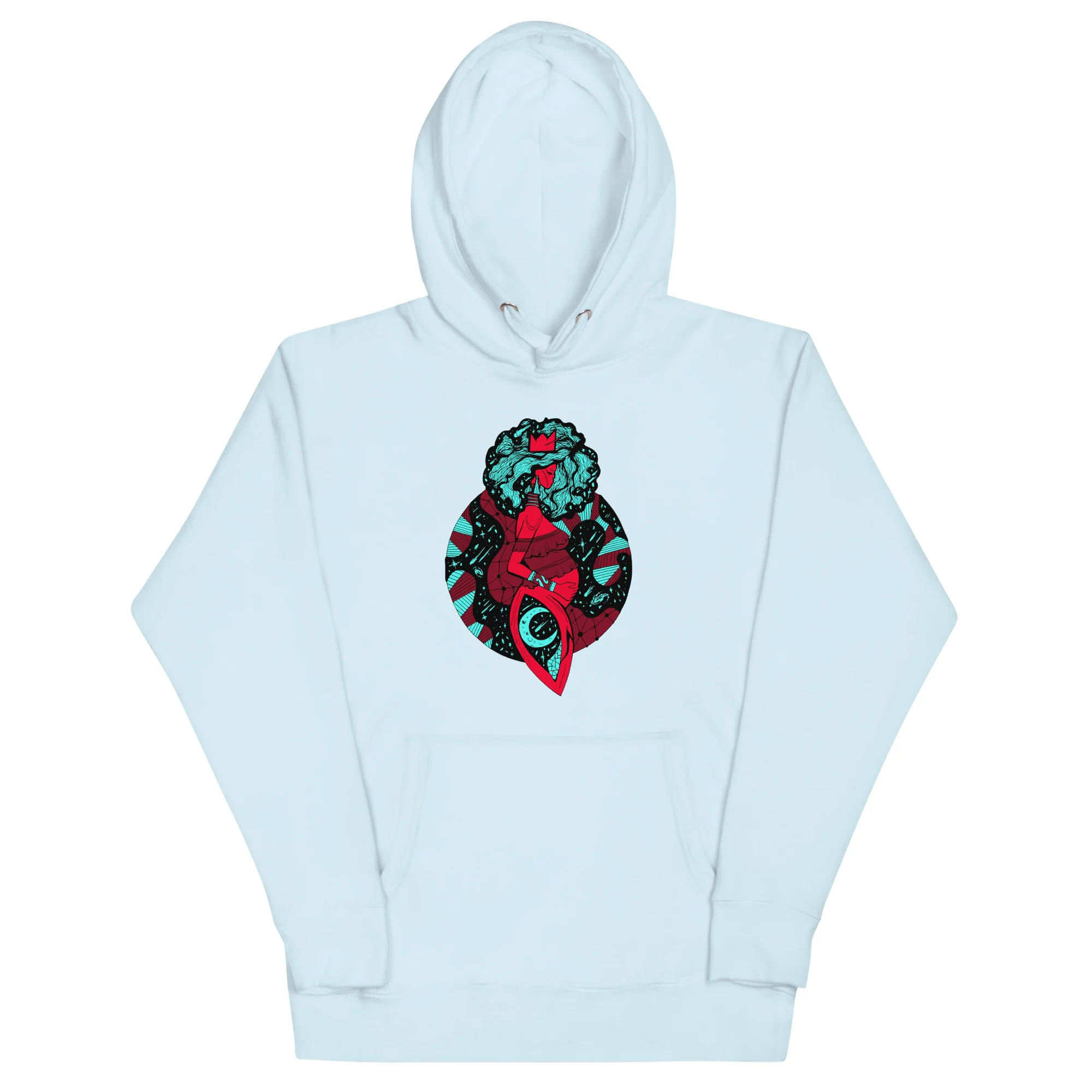 Turquoise Red Birth of Sahelle | Art gift for Mom Hoodie - Image 6