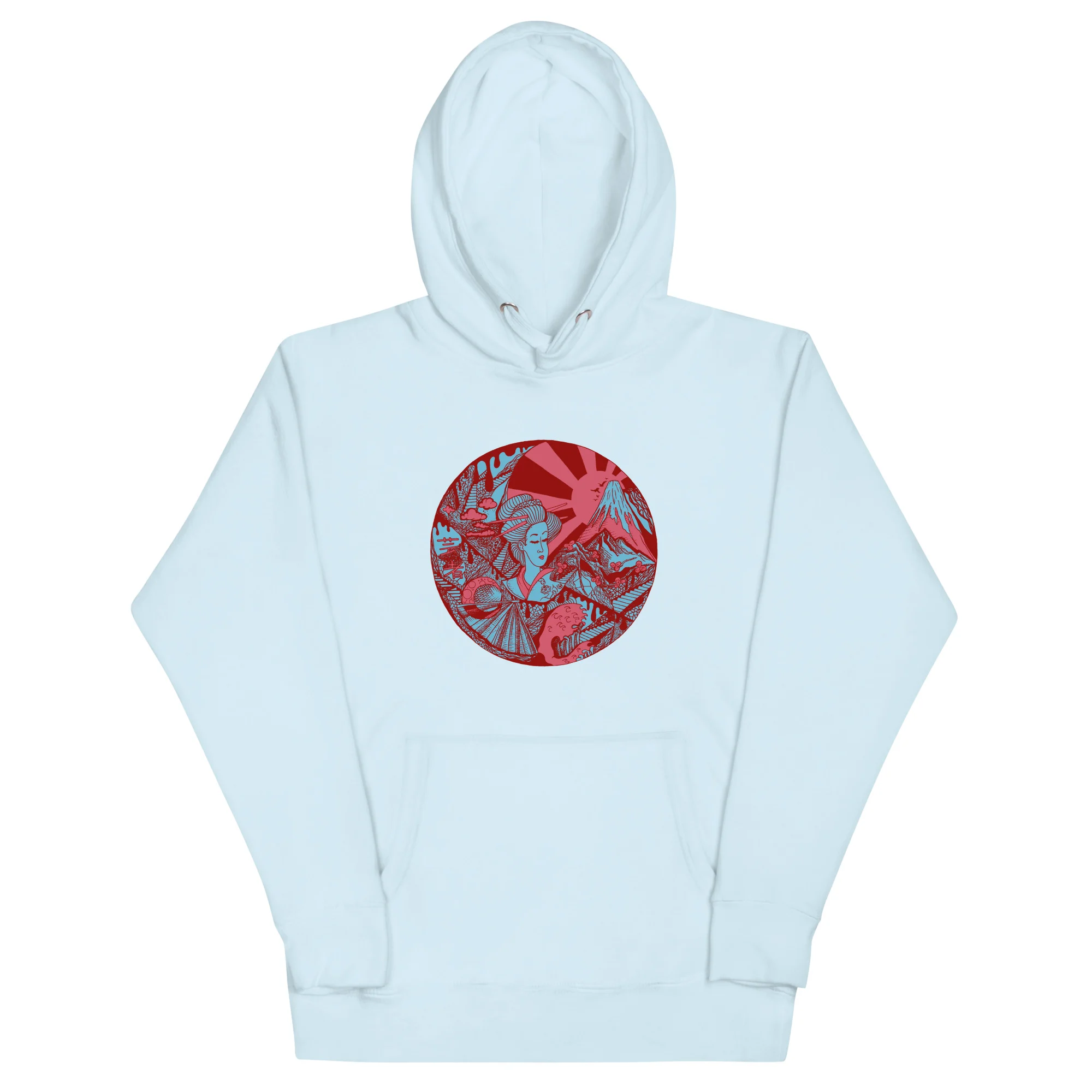 Pastel Blue Dreaming of Japan - Japanese Circle Hoodie - Image 6