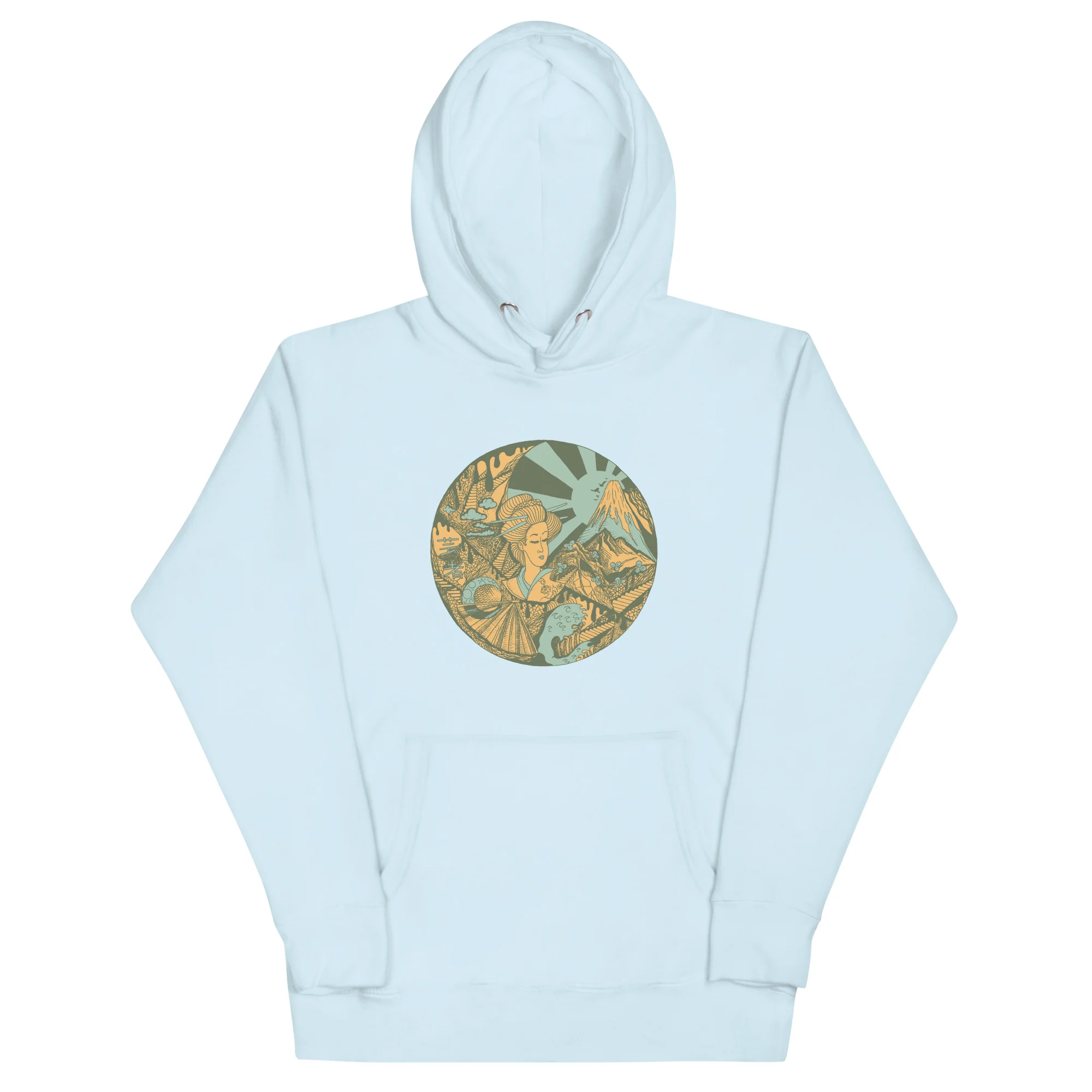 Sage Green Dreaming of Japan - Japanese Circle Hoodie - Image 6