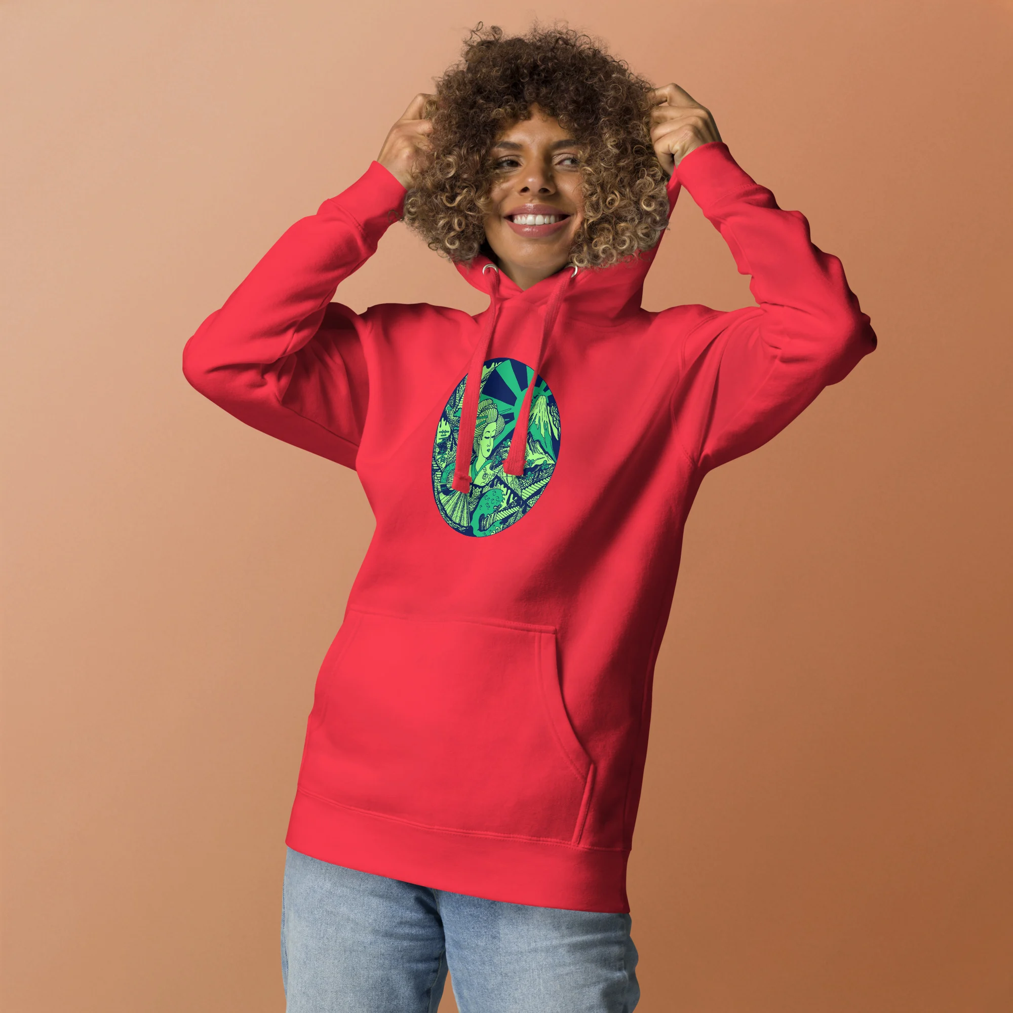 Green Dreaming of Japan - Japanese Circle Hoodie - Image 2