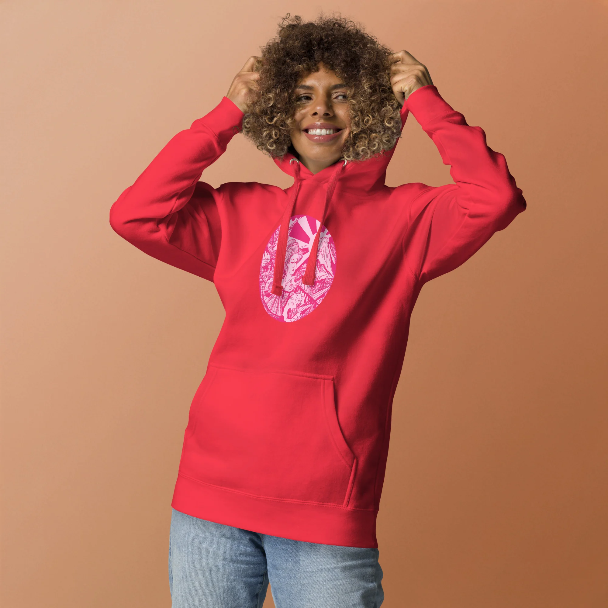 Pink Dreaming of Japan - Japanese Circle Hoodie - Image 2
