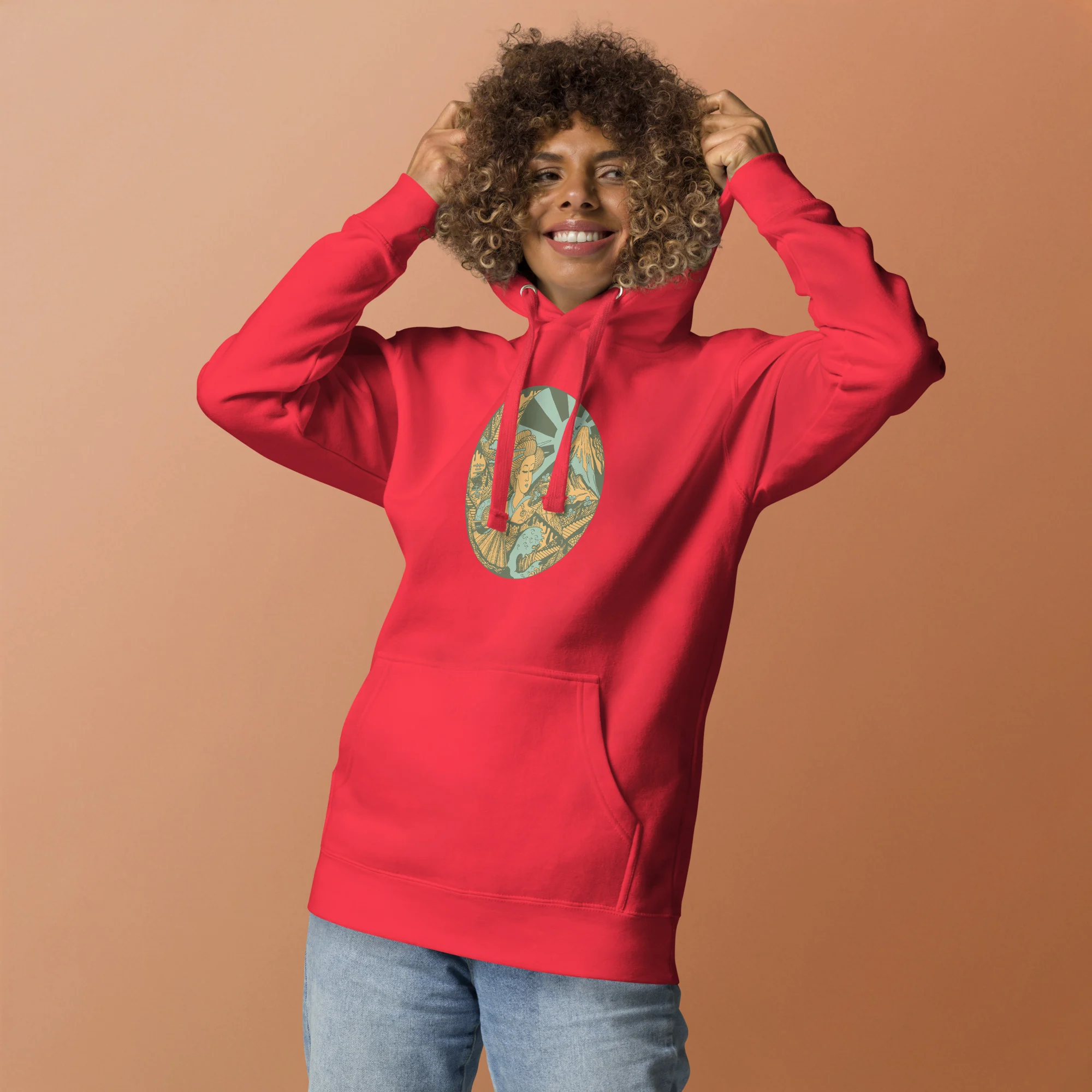 Sage Green Dreaming of Japan - Japanese Circle Hoodie - Image 2