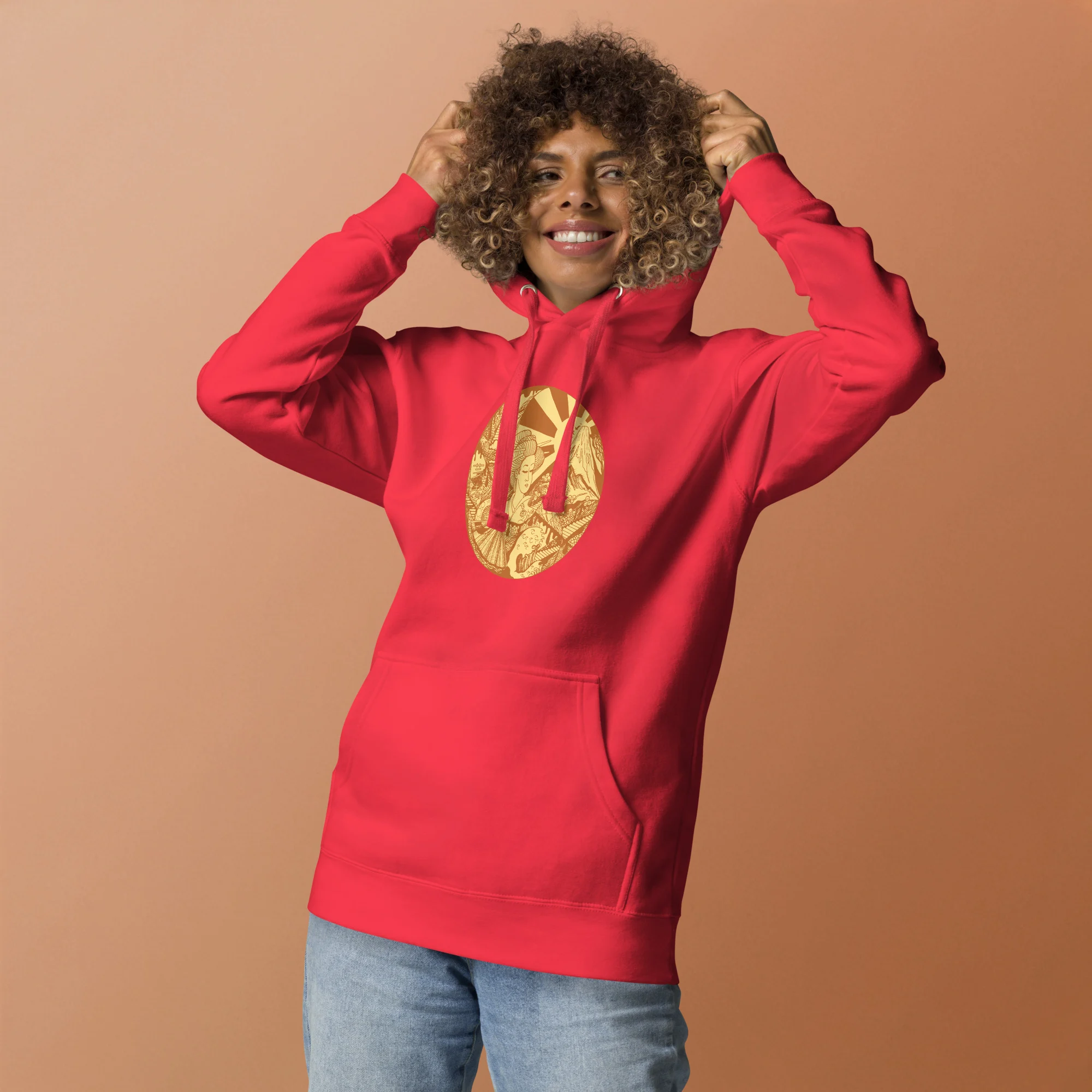 Terracotta Dreaming of Japan - Japanese Circle Hoodie - Image 2