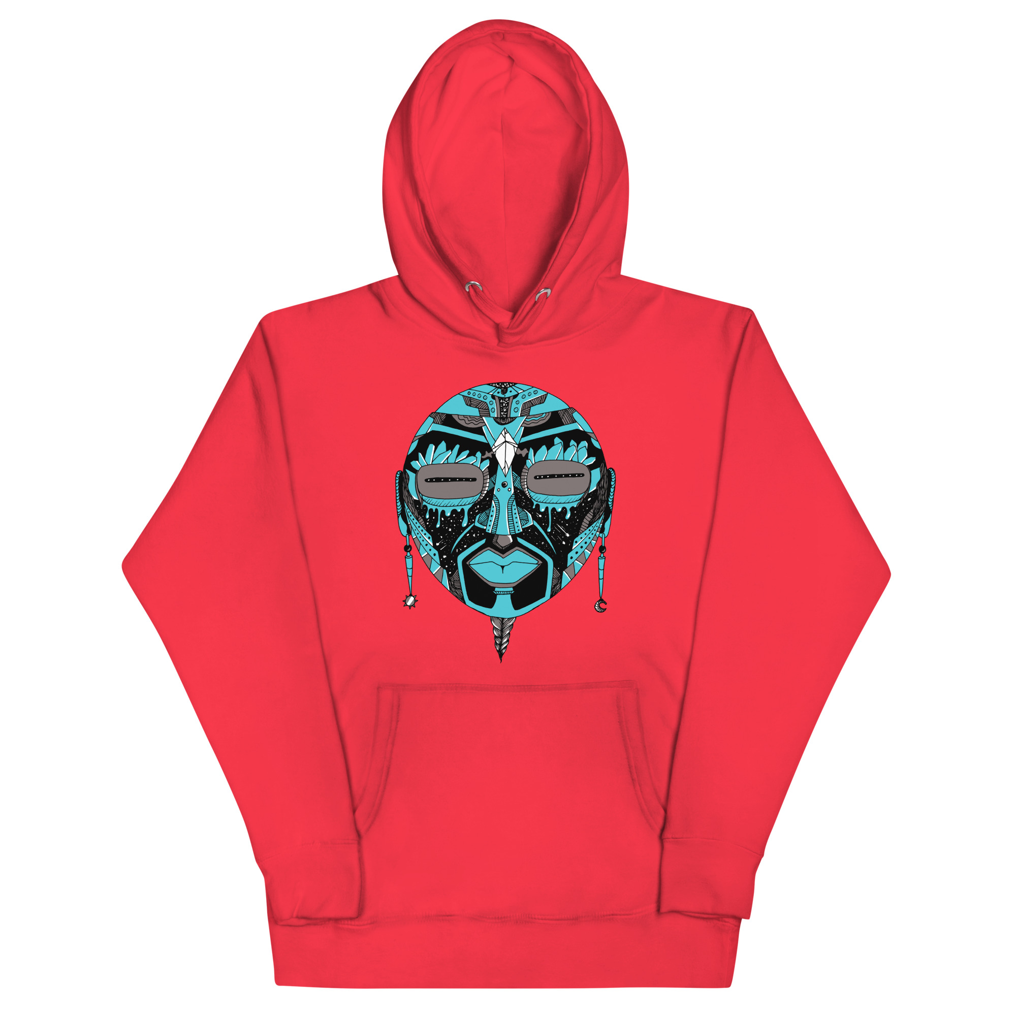 Blue and Grey African Mask No. 2 - African Hoodie - Image 5