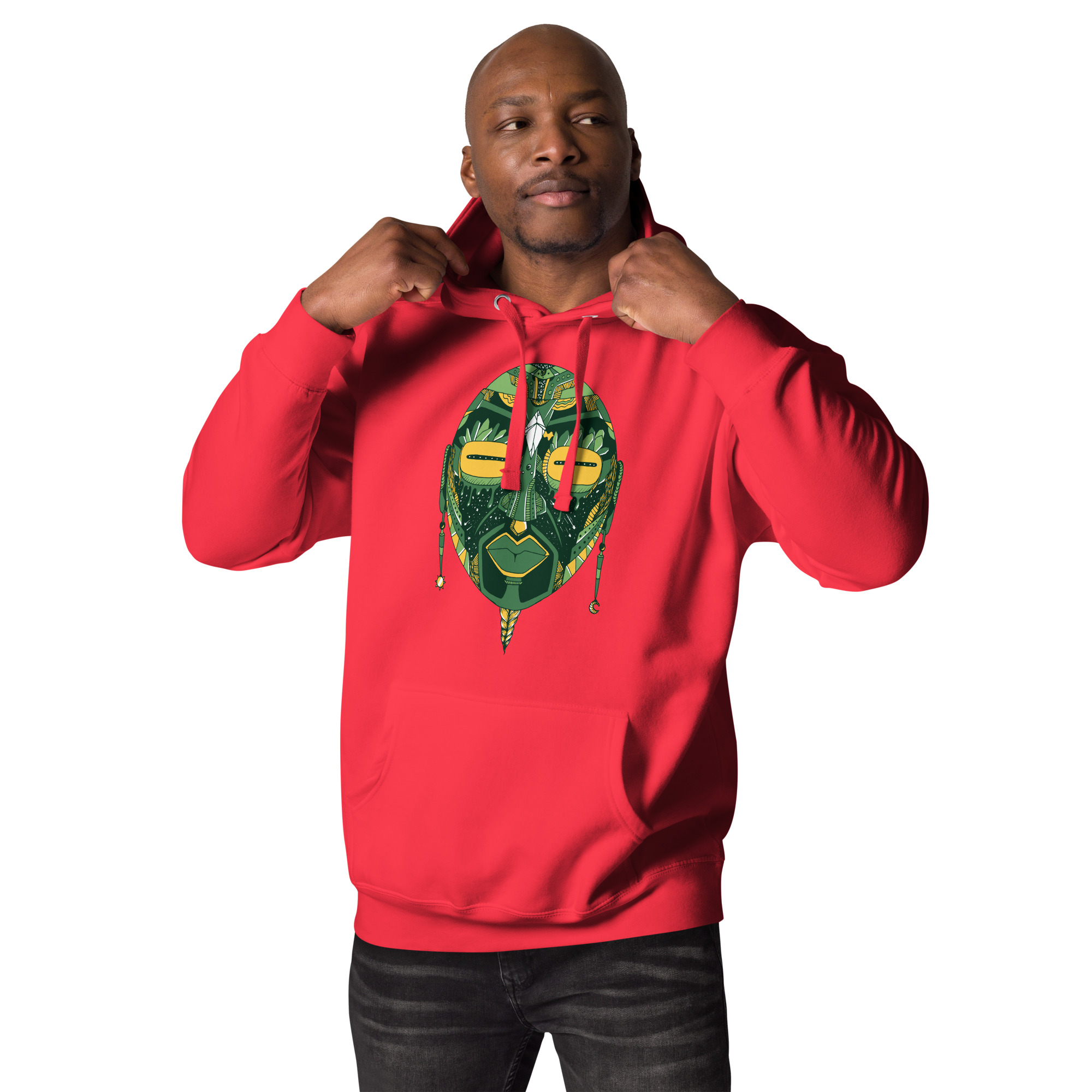 Forrest Green African Mask No. 2 - African Hoodie - Image 3