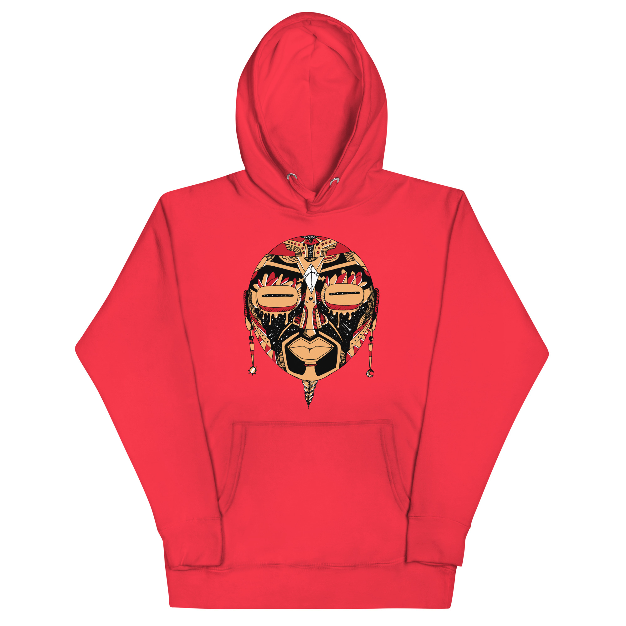Cream and Red African Mask No. 2 - African Hoodie - Image 5