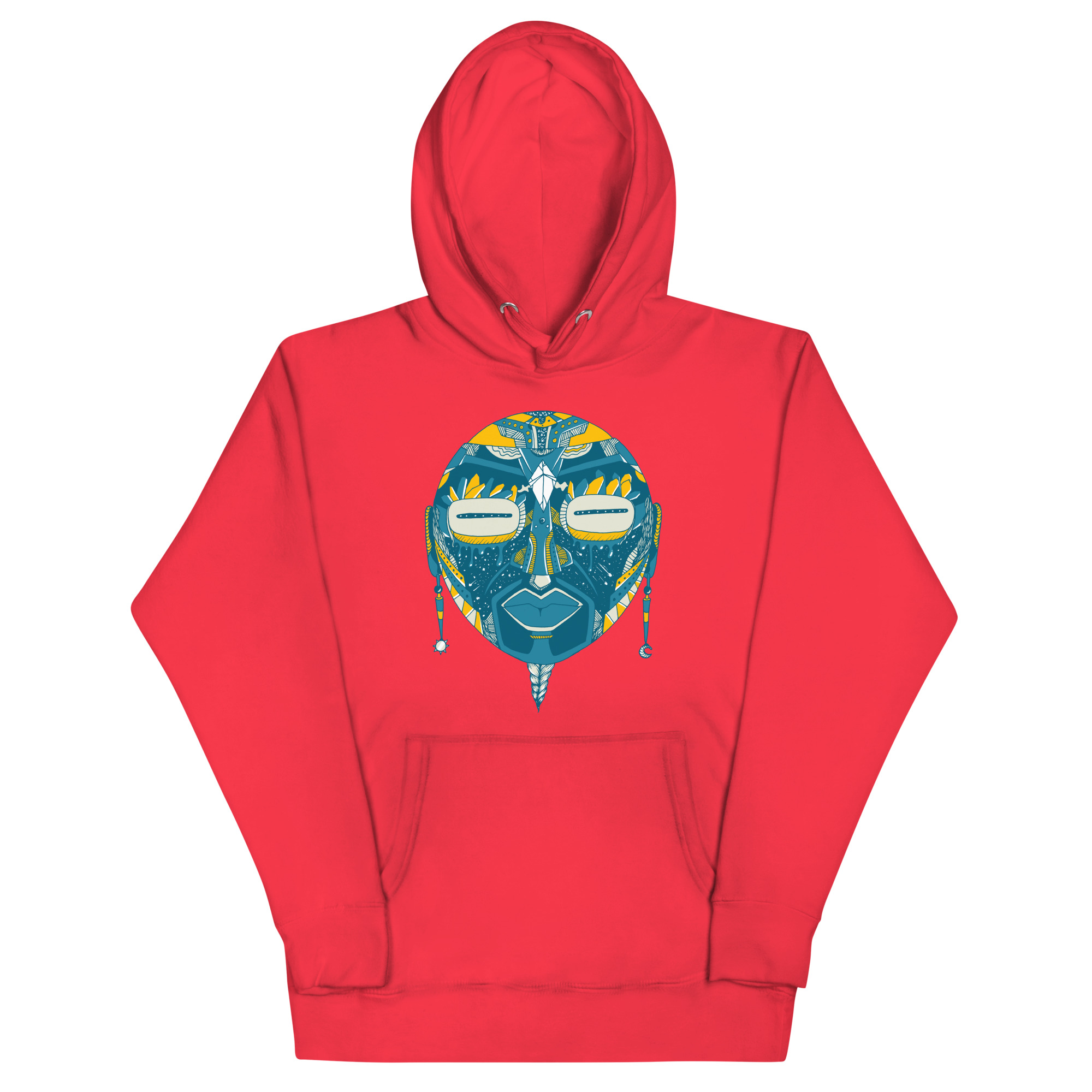 Retro Blue African Mask No. 2 - African Hoodie - Image 5