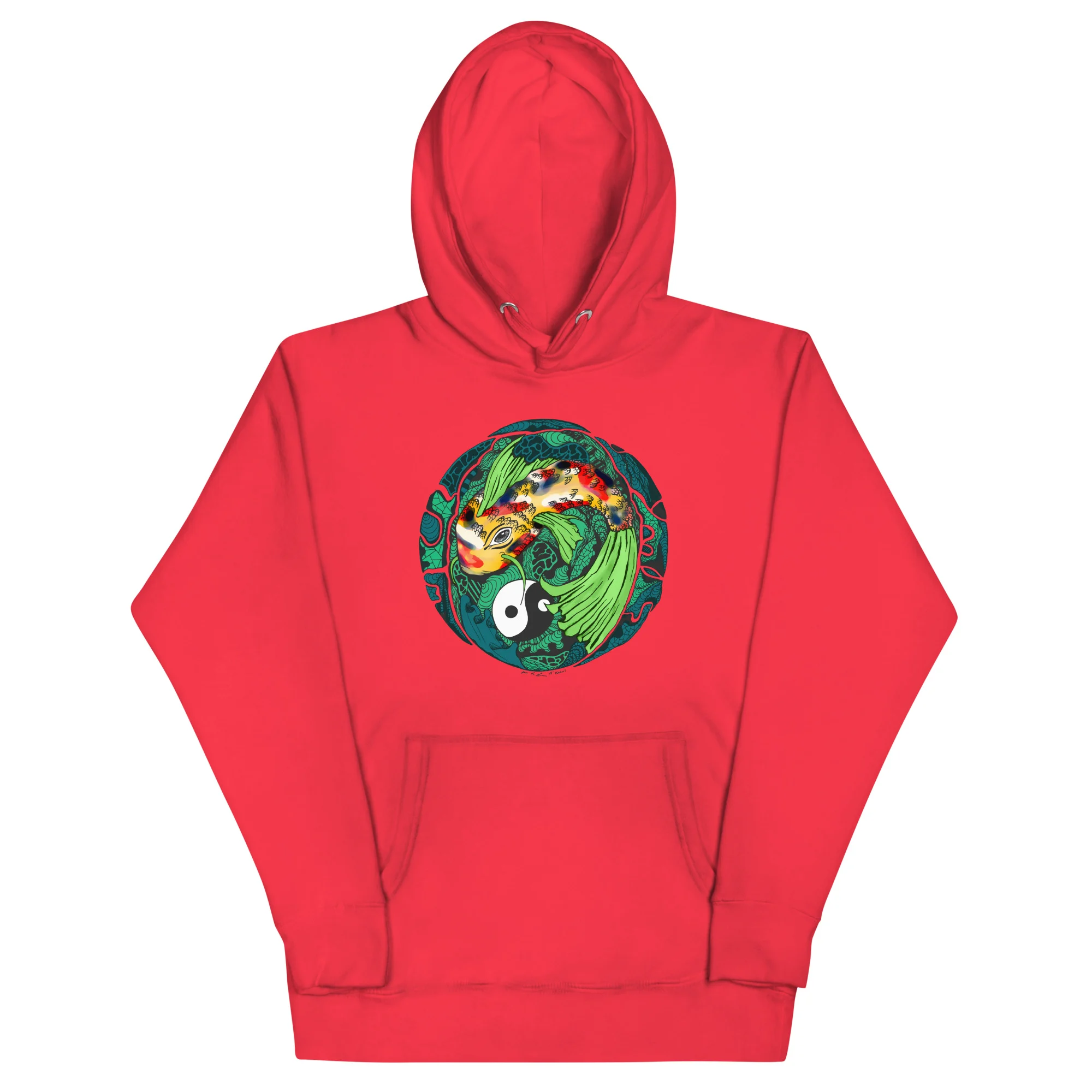 Green Koi of Balance - Koi Fish Hoodie - Image 5