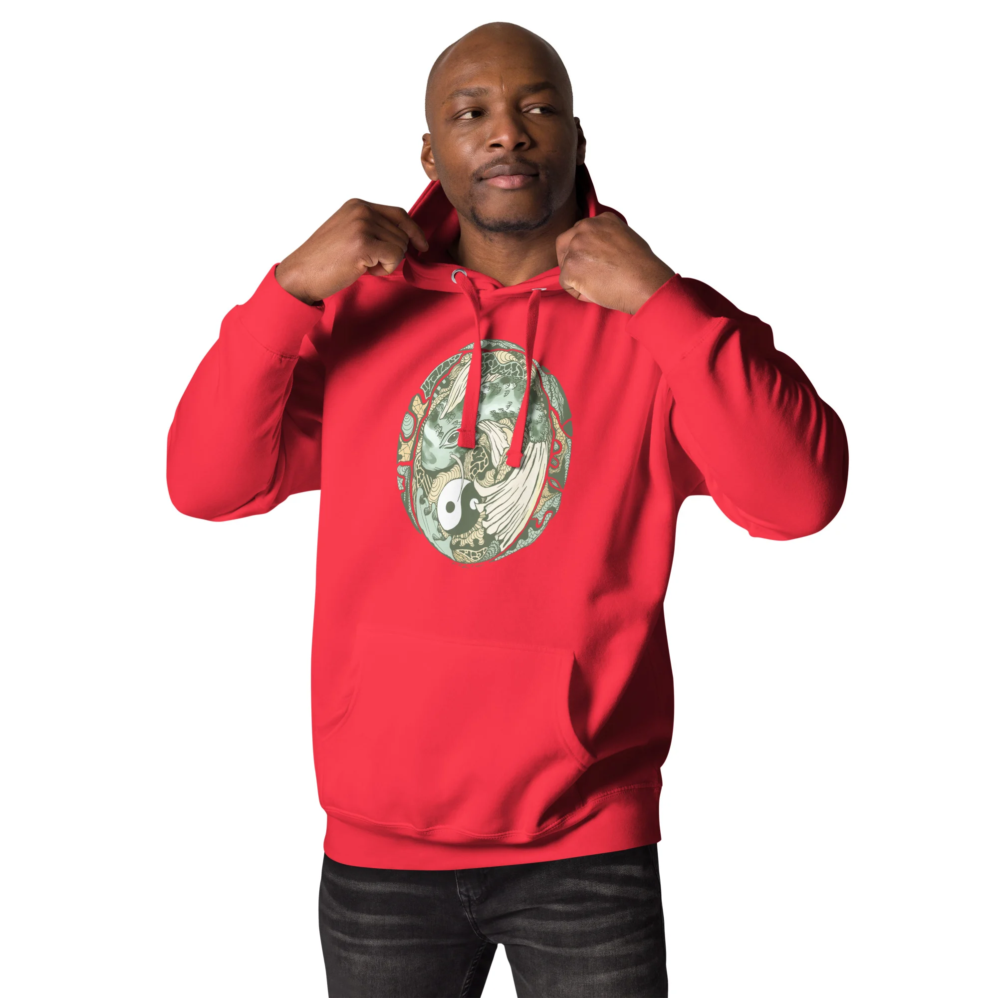Sage Green Koi of Balance - Koi Fish Hoodie - Image 3