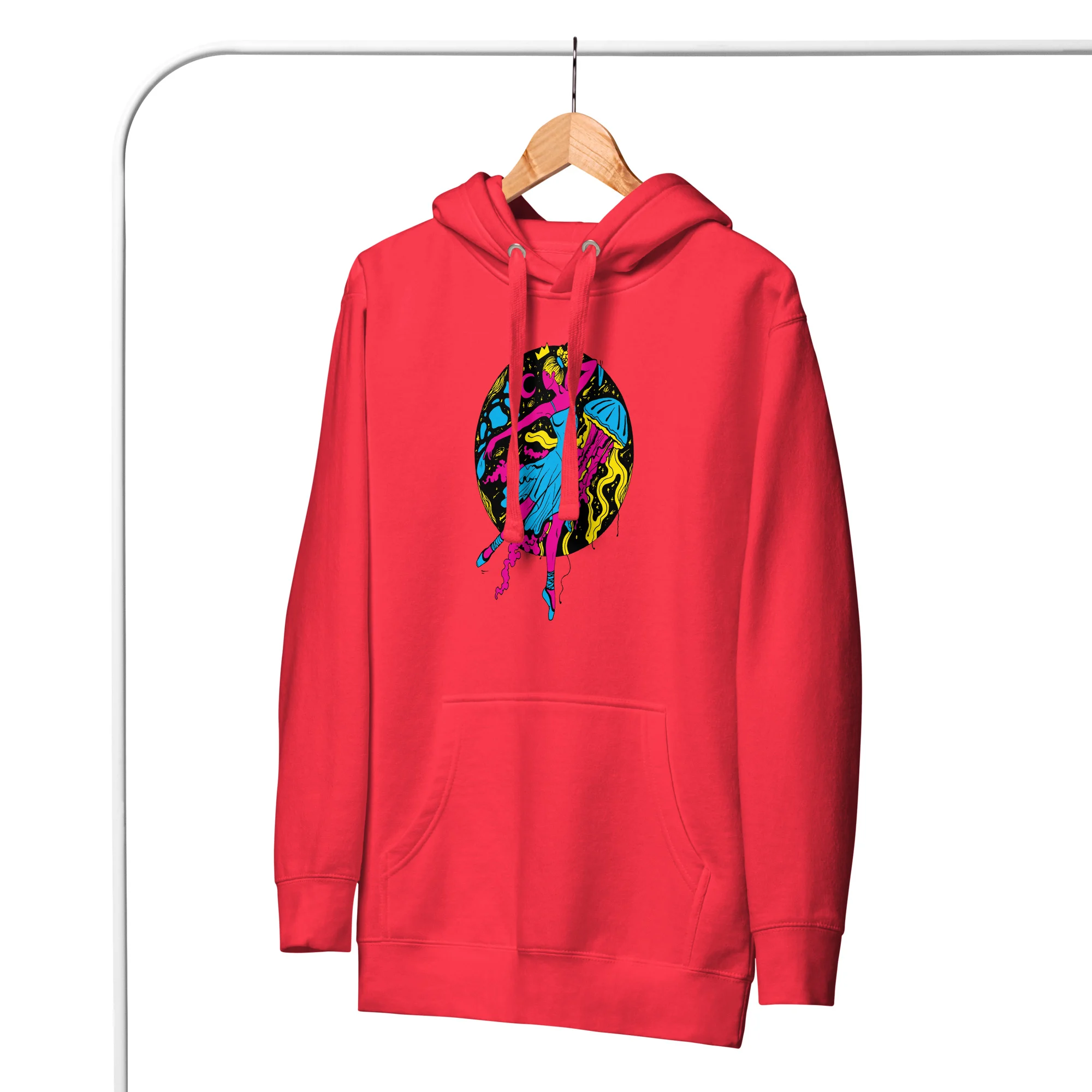 Pink and Green The Oceanic Dancer | Ballerina Drawing Hoodie - Image 4