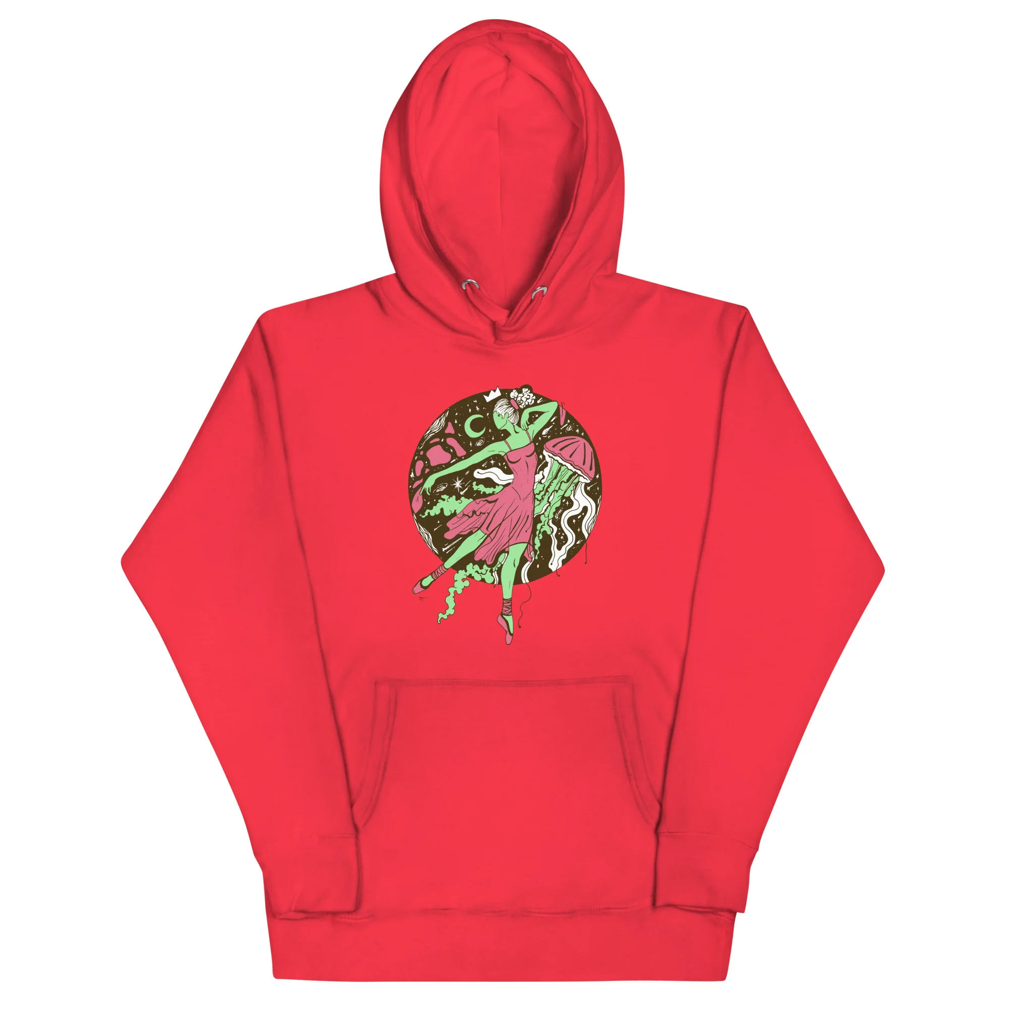 Pink and Green The Oceanic Dancer | Ballerina Drawing Hoodie - Image 5
