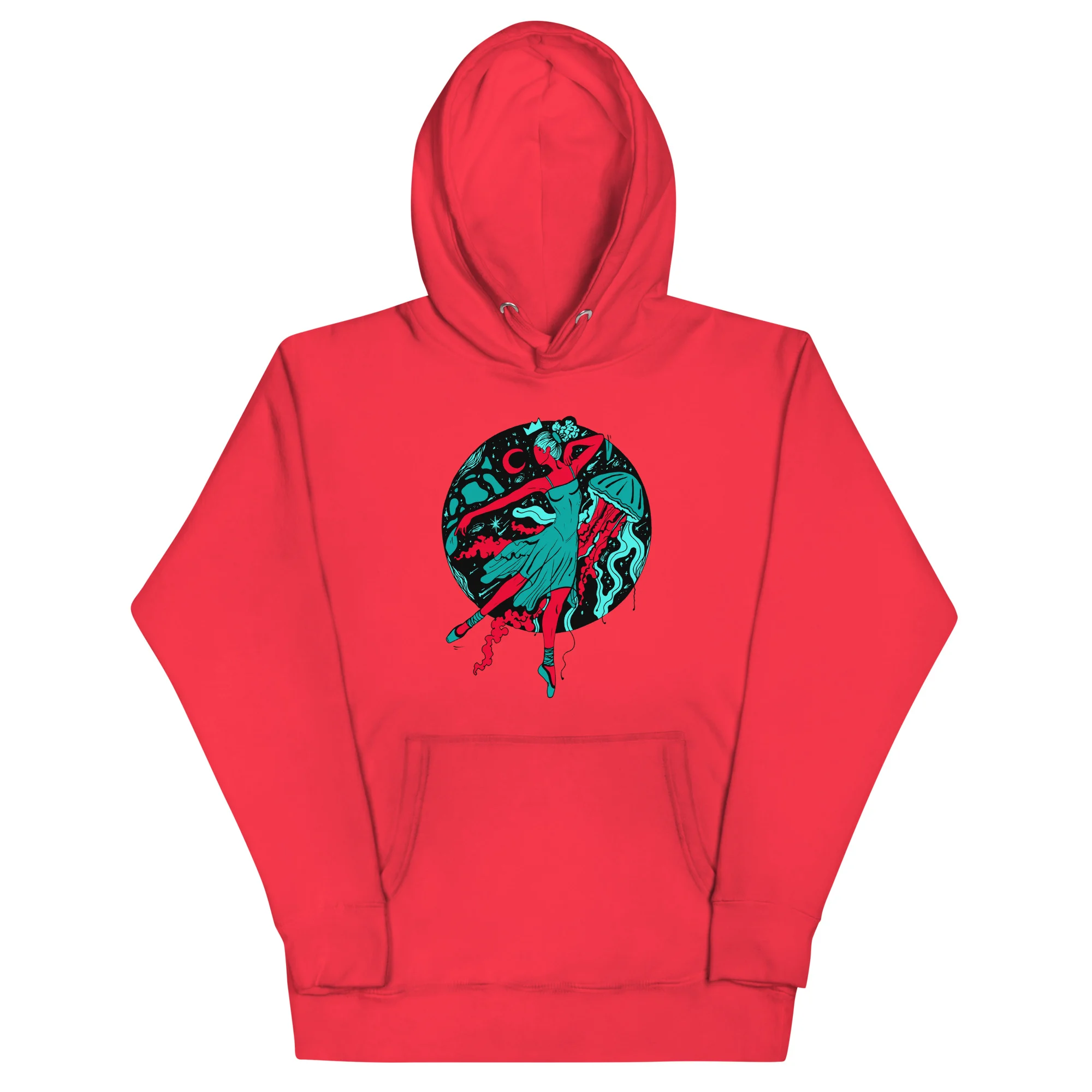 Turquoise Red The Oceanic Dancer | Ballerina Drawing Hoodie - Image 5