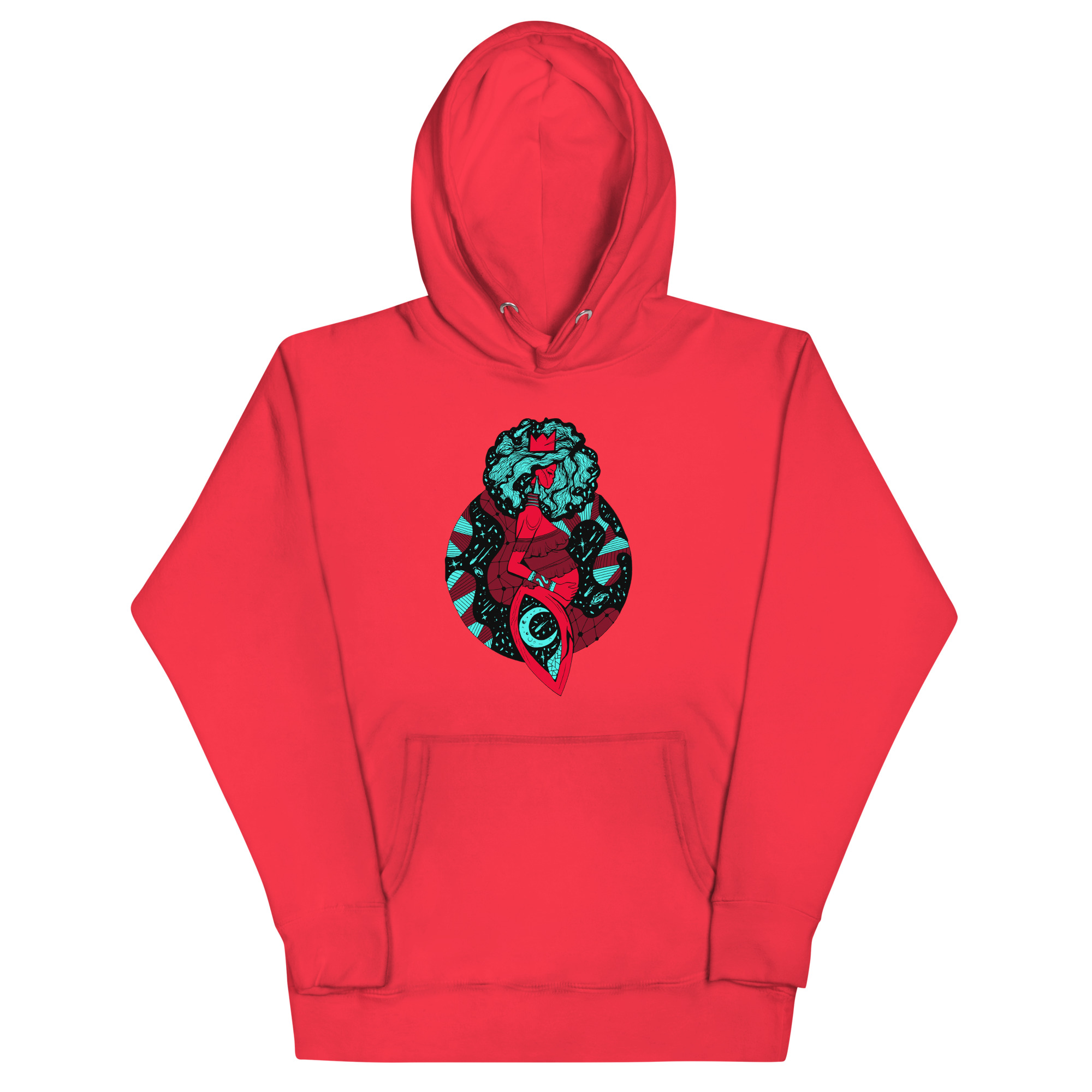 Turquoise Red Birth of Sahelle | Art gift for Mom Hoodie - Image 5