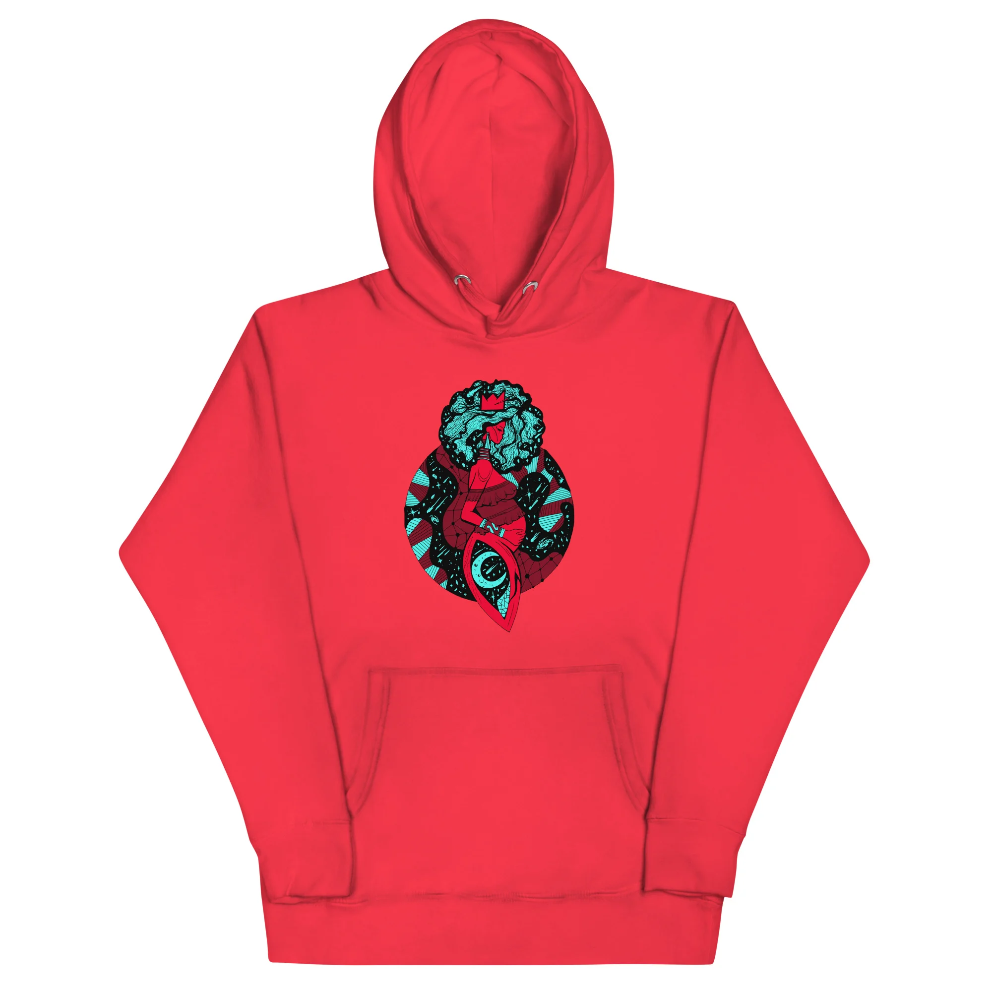 Turquoise Red Birth of Sahelle | Art gift for Mom Hoodie - Image 5