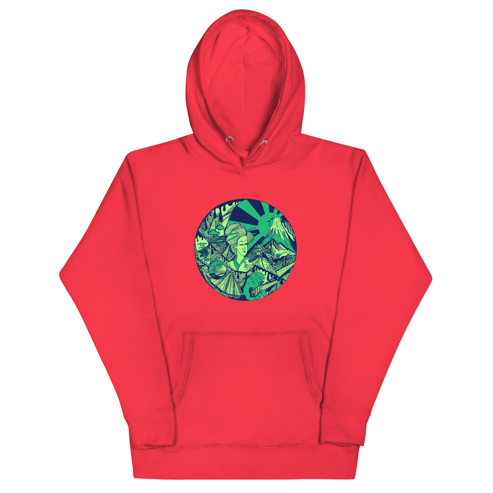 Green Dreaming of Japan - Japanese Circle Hoodie - Image 5