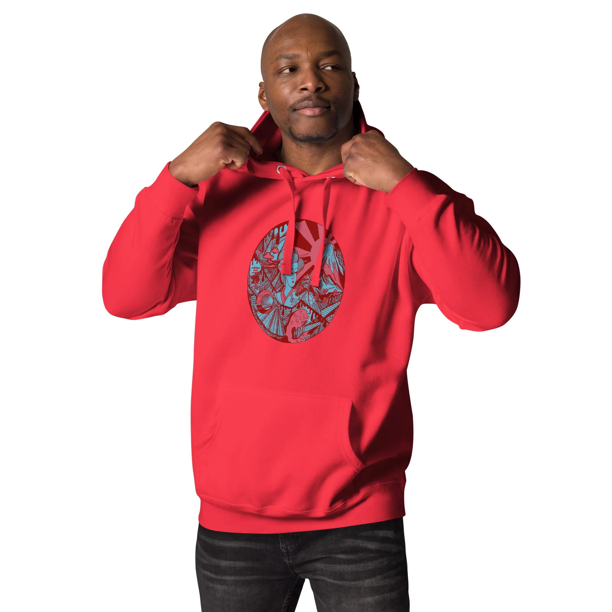 Pastel Blue Dreaming of Japan - Japanese Circle Hoodie - Image 3
