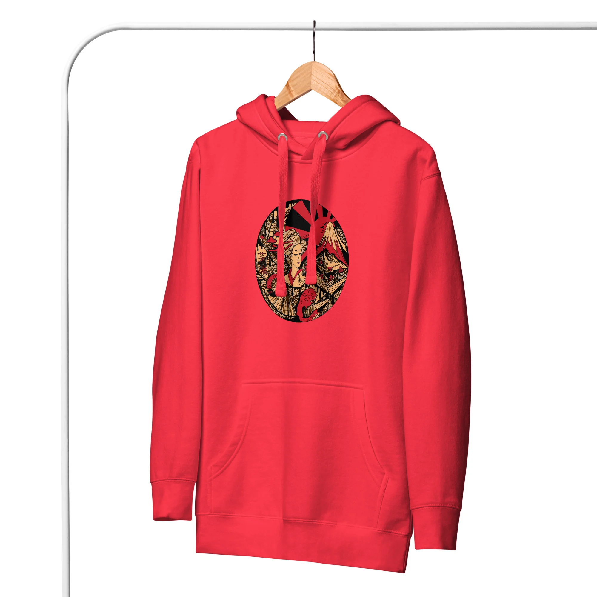 Cream and Red Dreaming of Japan - Japanese Circle Hoodie - Image 4