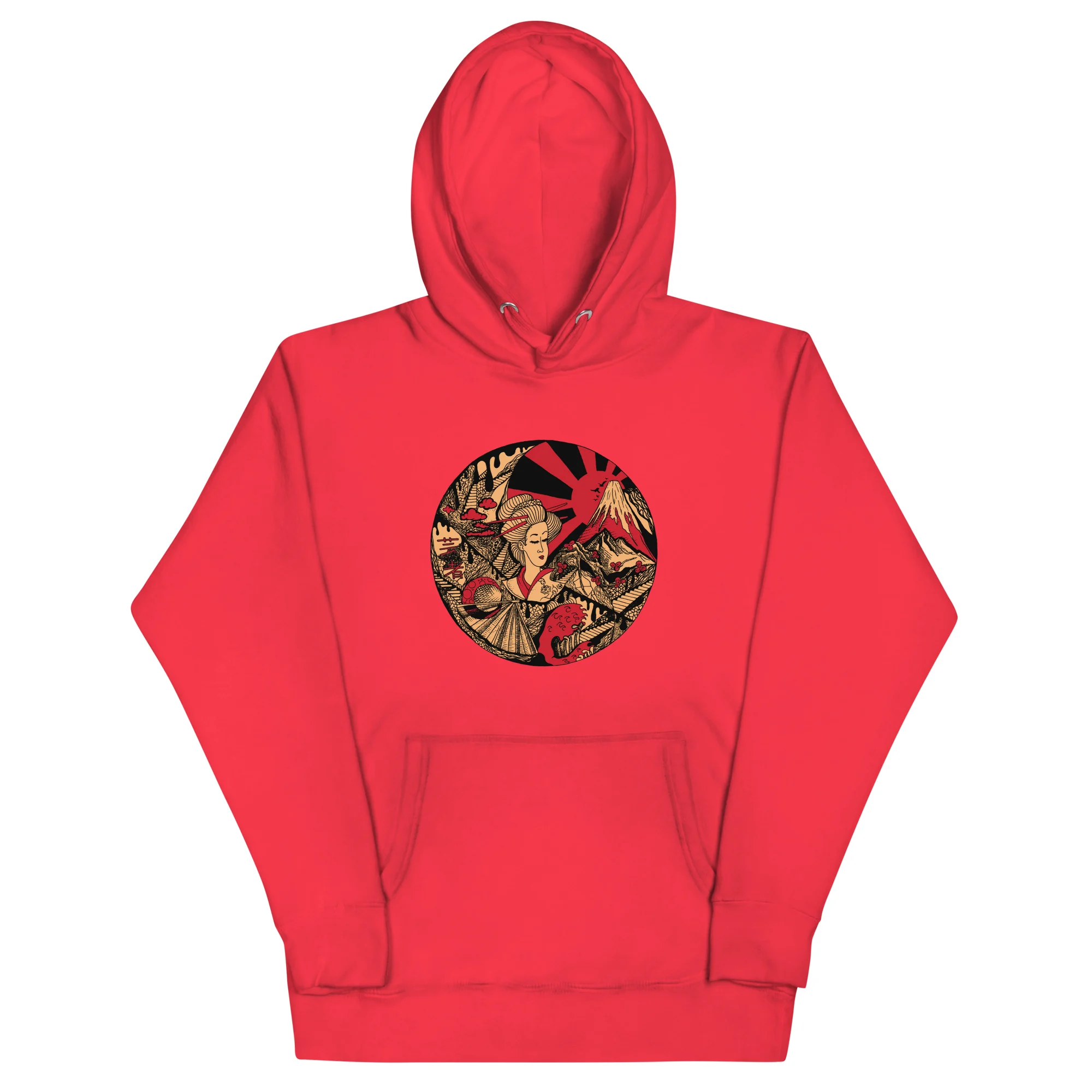 Cream and Red Dreaming of Japan - Japanese Circle Hoodie - Image 5