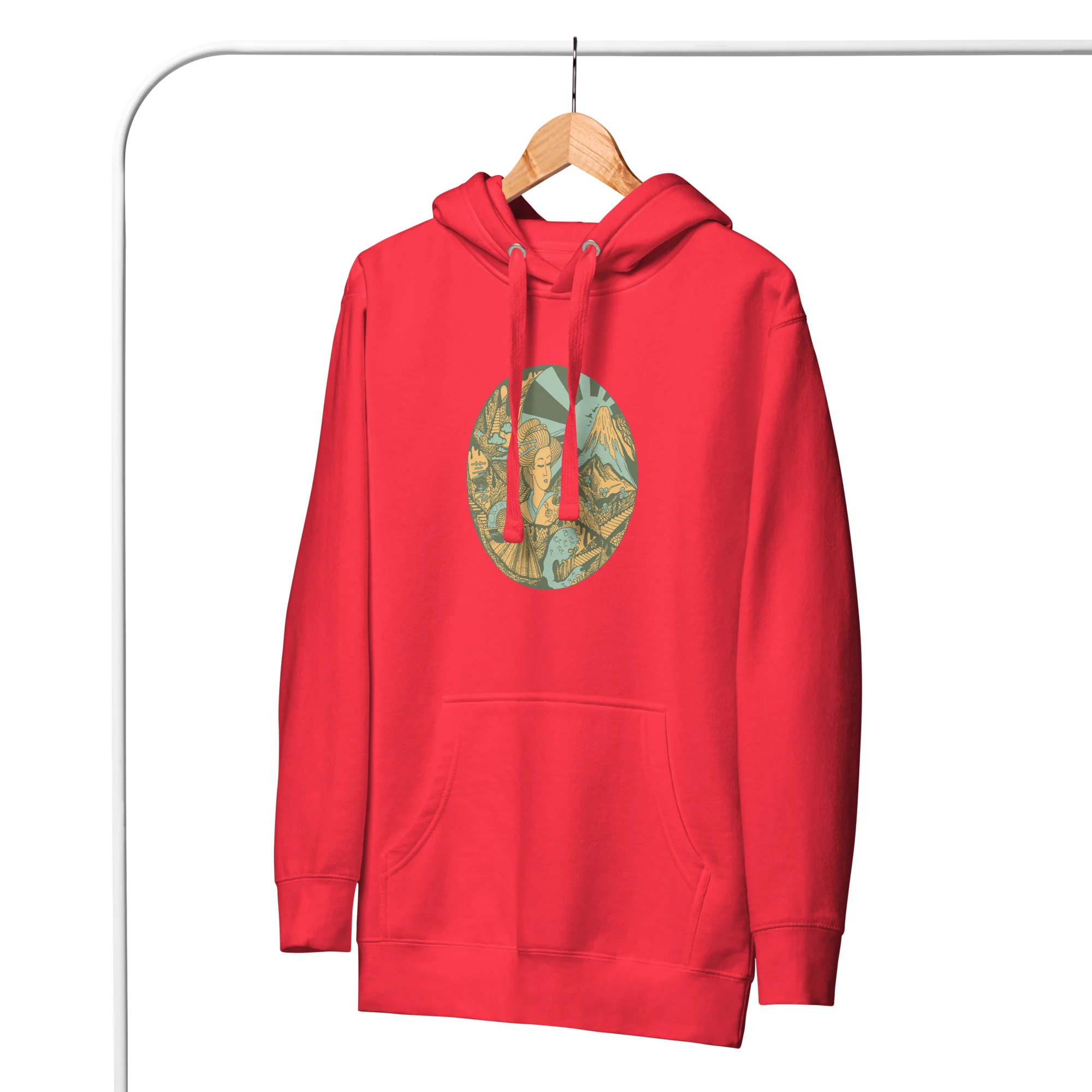 Sage Green Dreaming of Japan - Japanese Circle Hoodie - Image 4