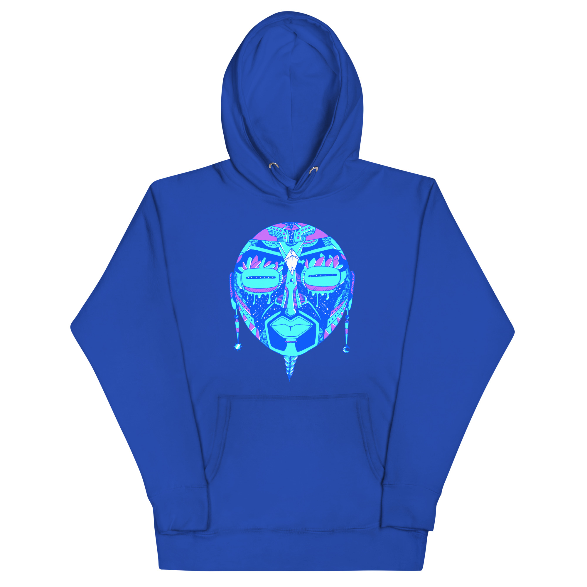 Blue African Mask No. 2 - African Hoodie - Image 6