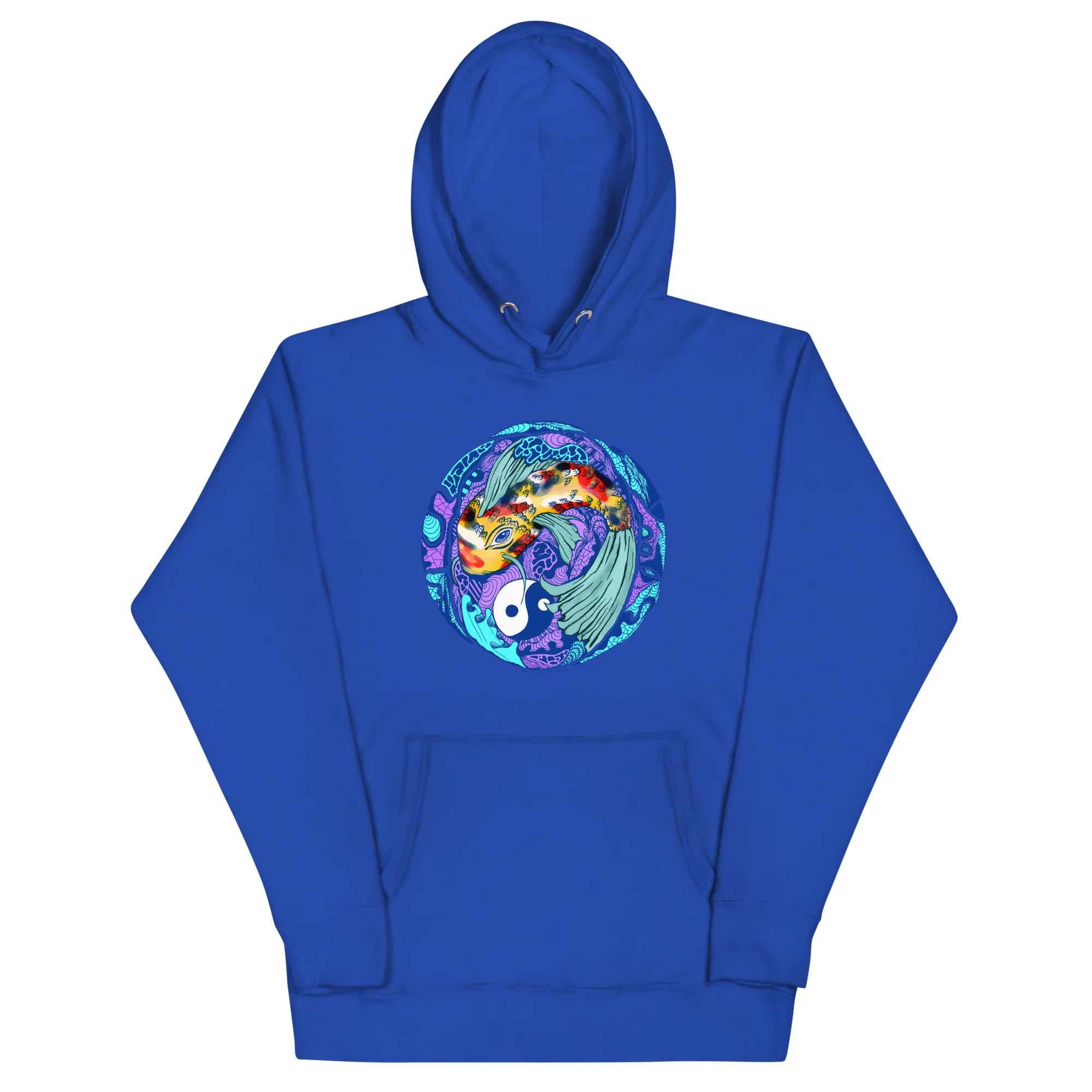 Blue Koi of Balance - Koi Fish Hoodie - Image 6