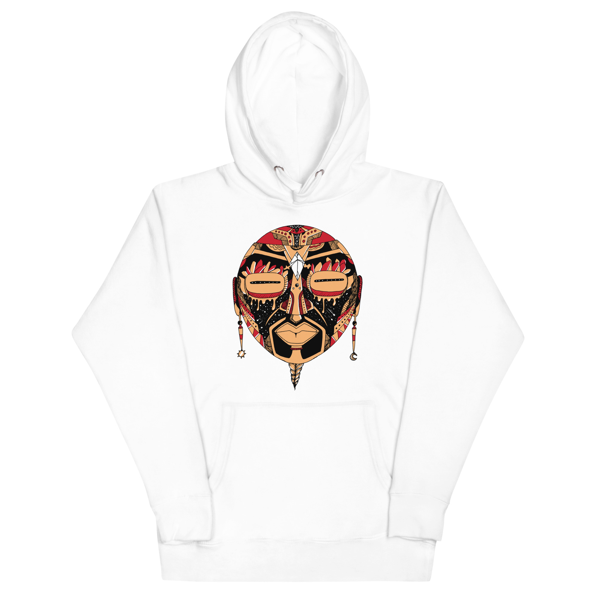 Cream and Red African Mask No. 2 - African Hoodie - Image 7