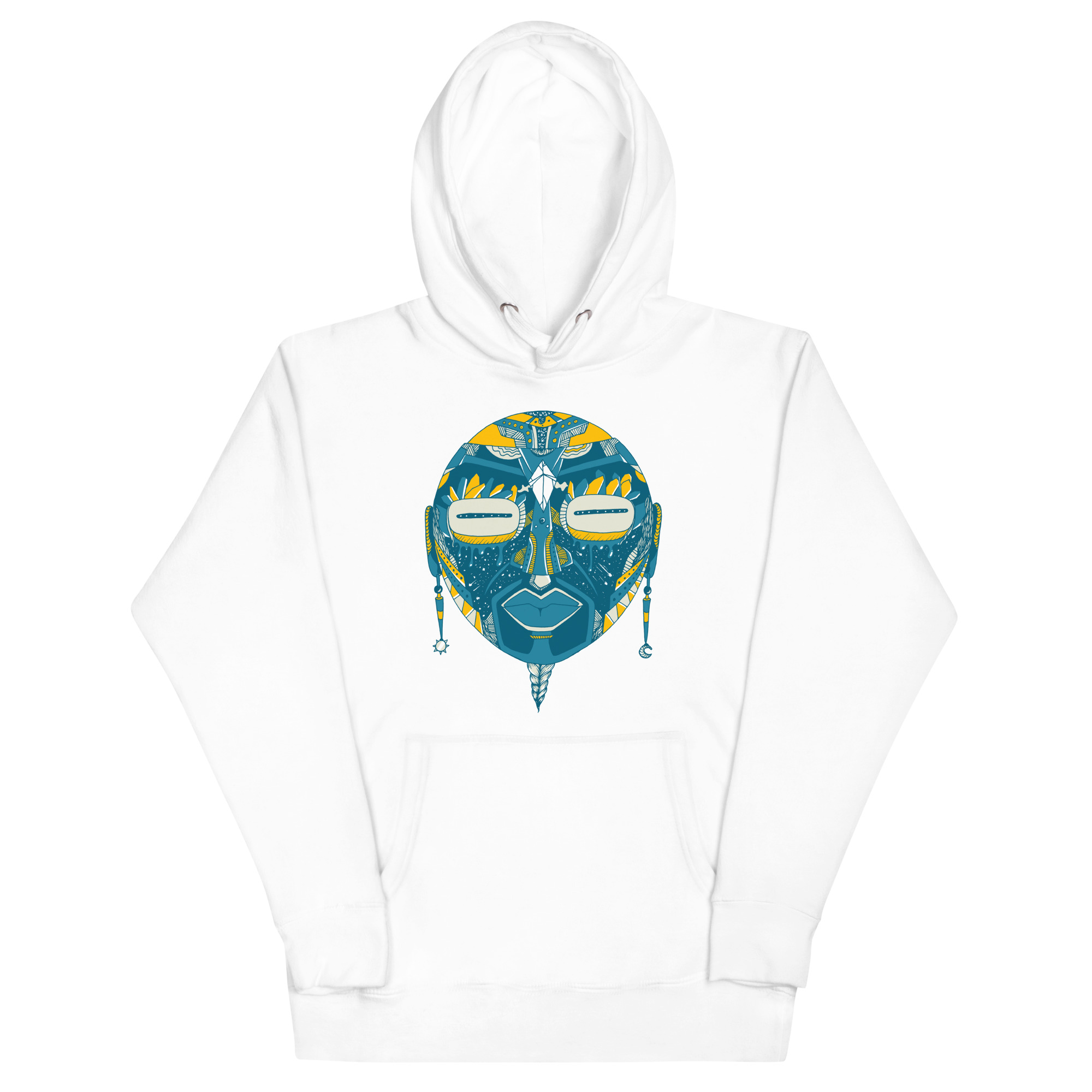 Retro Blue African Mask No. 2 - African Hoodie - Image 7