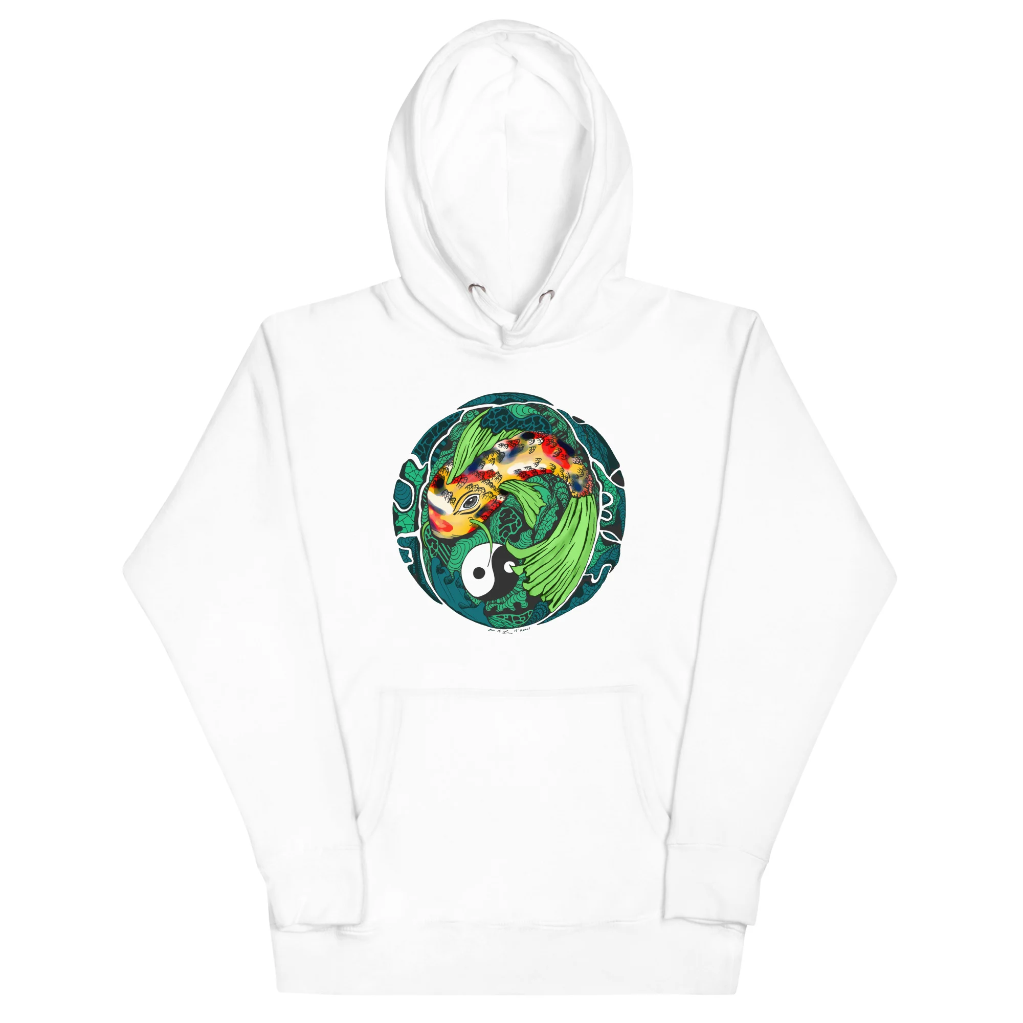 Green Koi of Balance - Koi Fish Hoodie - Image 7