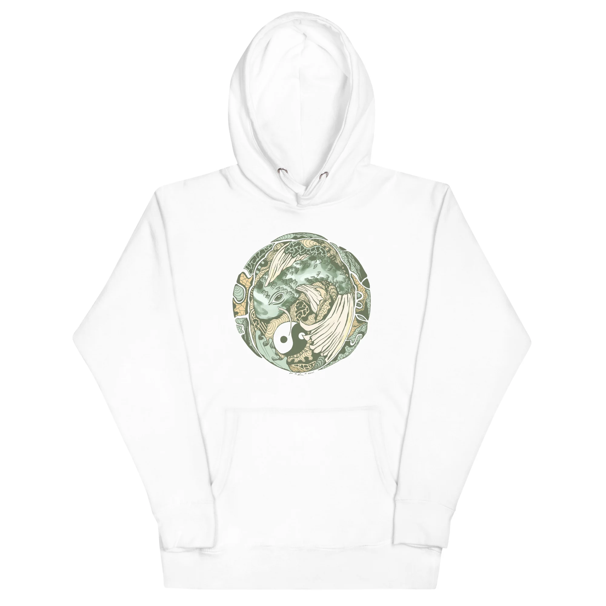 Sage Green Koi of Balance - Koi Fish Hoodie - Image 7